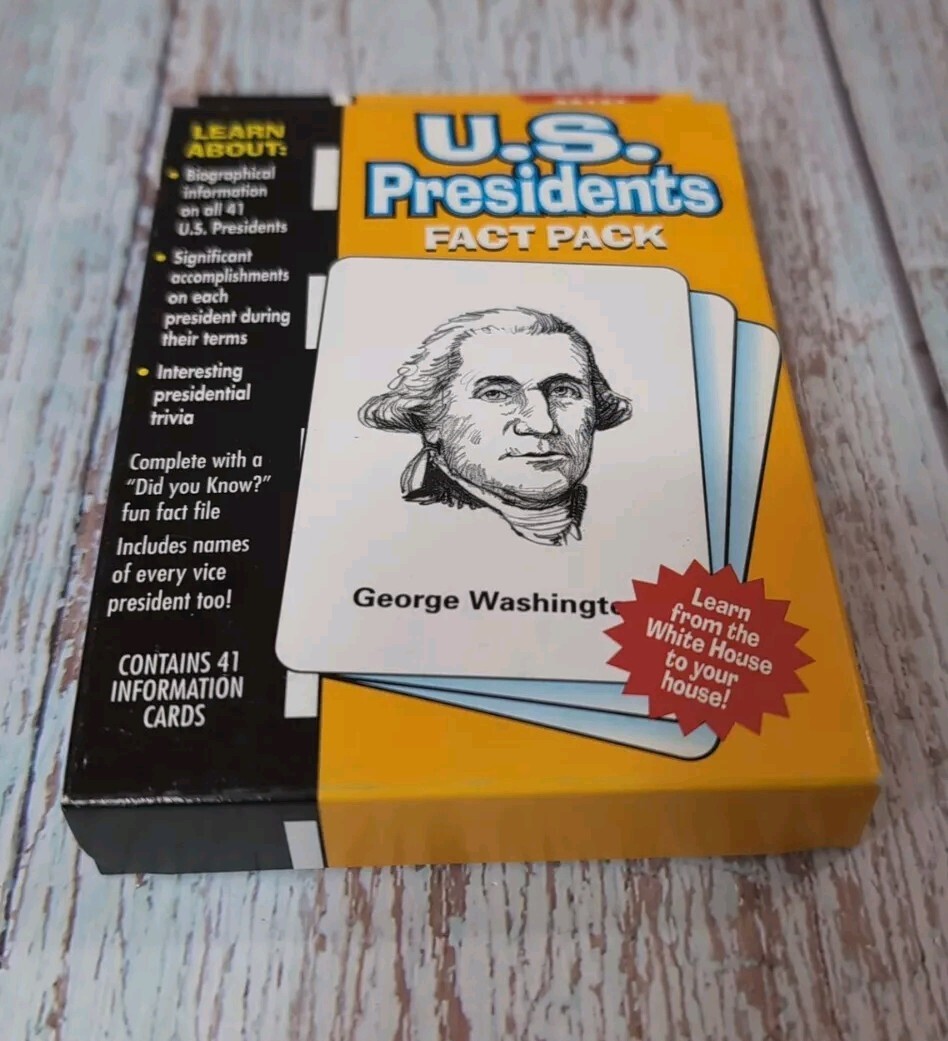 US Presidents Fact Pack Flash Cards Educational Information 41 Cards to Bush Sr.