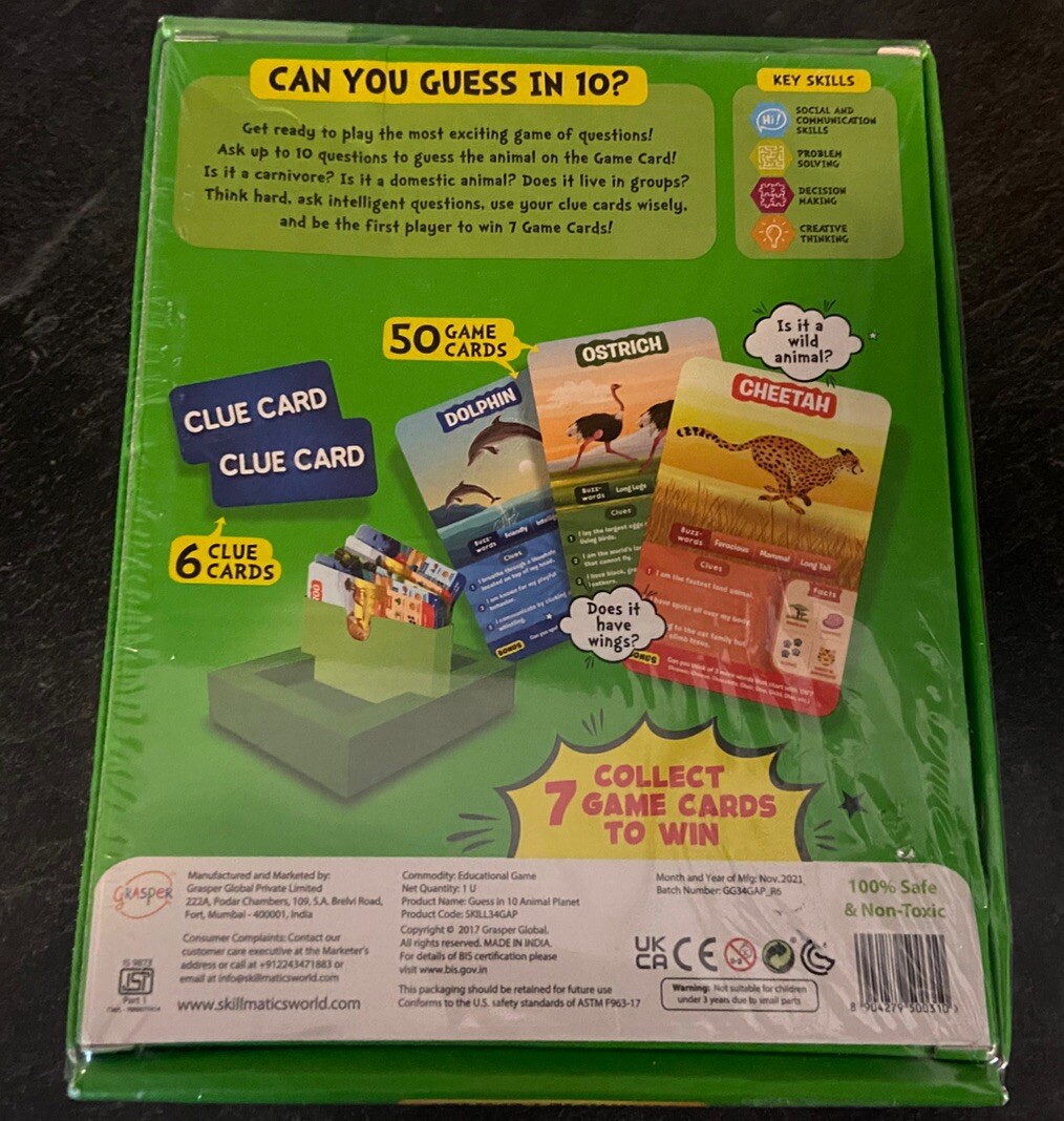 Skillmatics Guess in 10 Animal Planet Card Game | New Sealed