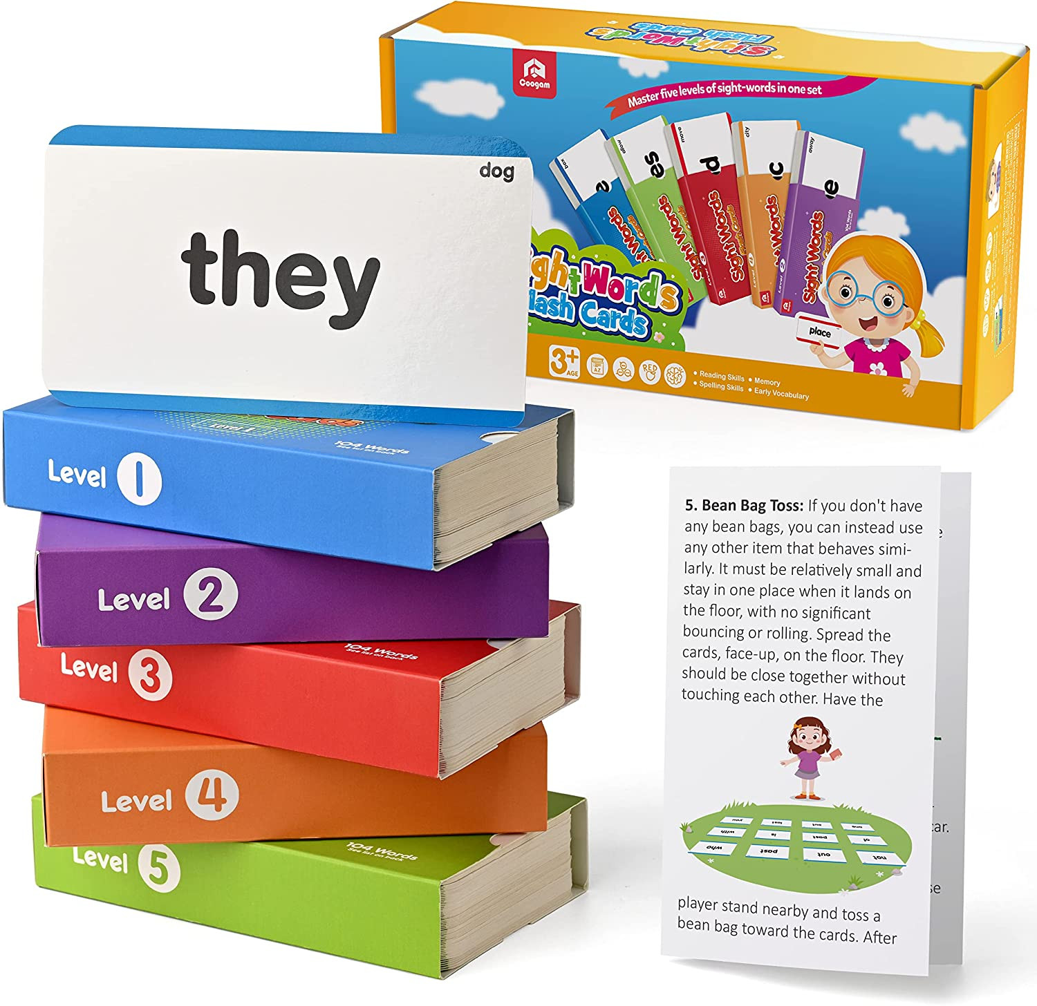 520 Sight Words Learning Vocabulary Flash Cards, Dolch Fry High Frequency Sight