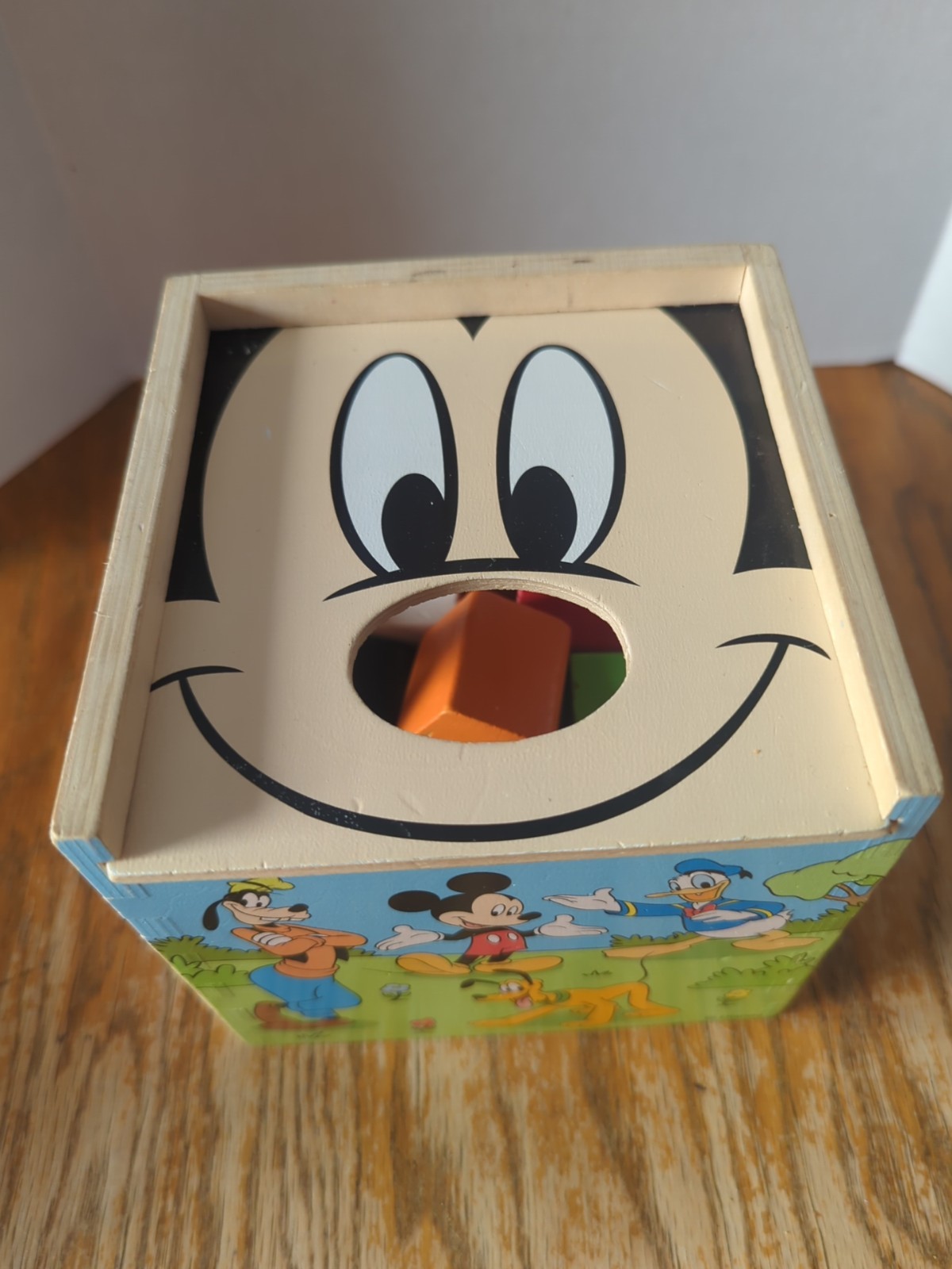 Melissa & Doug Disney Baby Mickey Mouse Wooden Shape Sorting Cube 8 Shapes