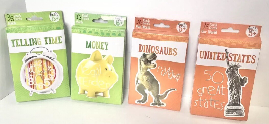 Benton Learning Flash Cards Educational For Kids Telling Time Money Dinosaurs