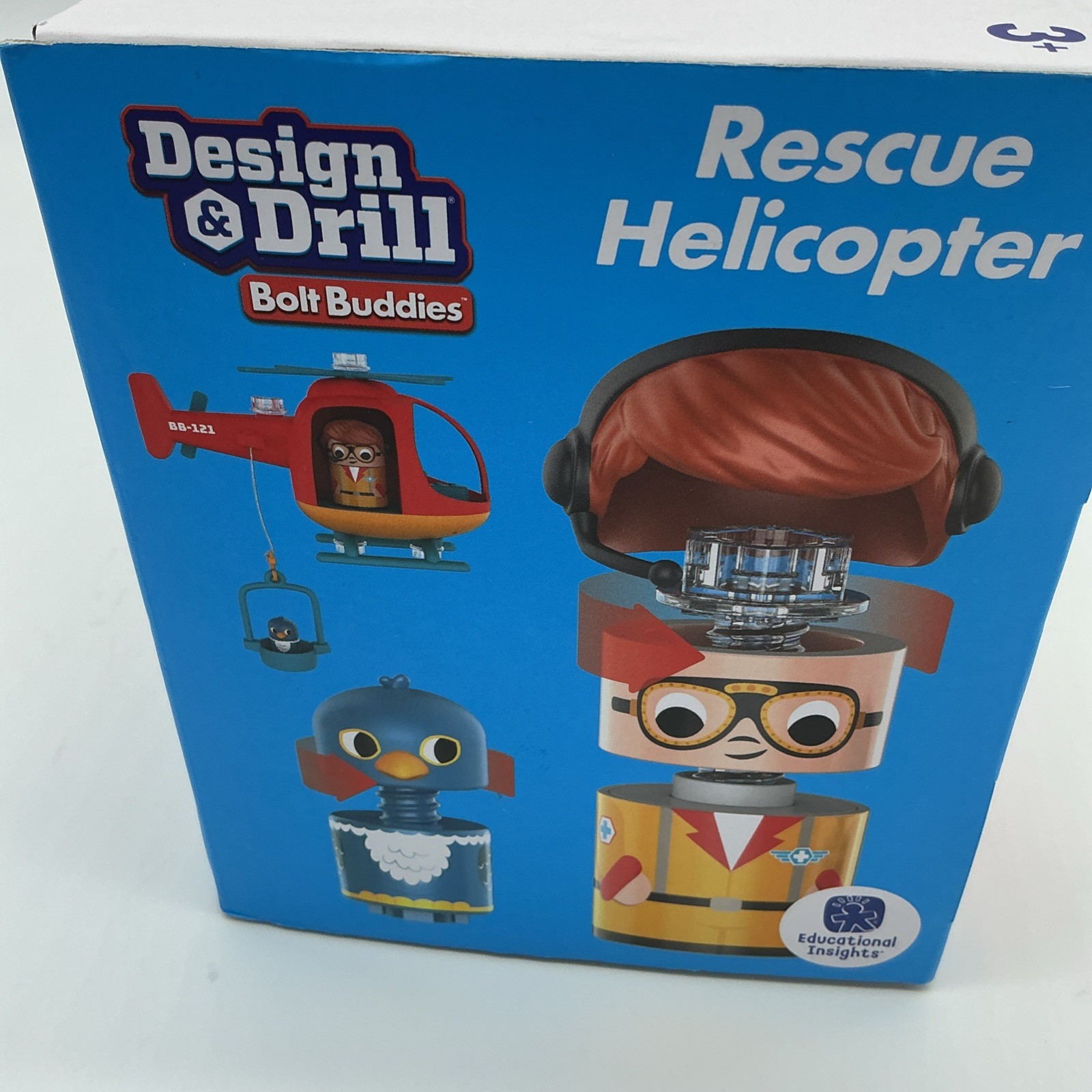 NEW Educational Insights Design & Drill Bolt Buddies Rescue Helicopter Toy Set