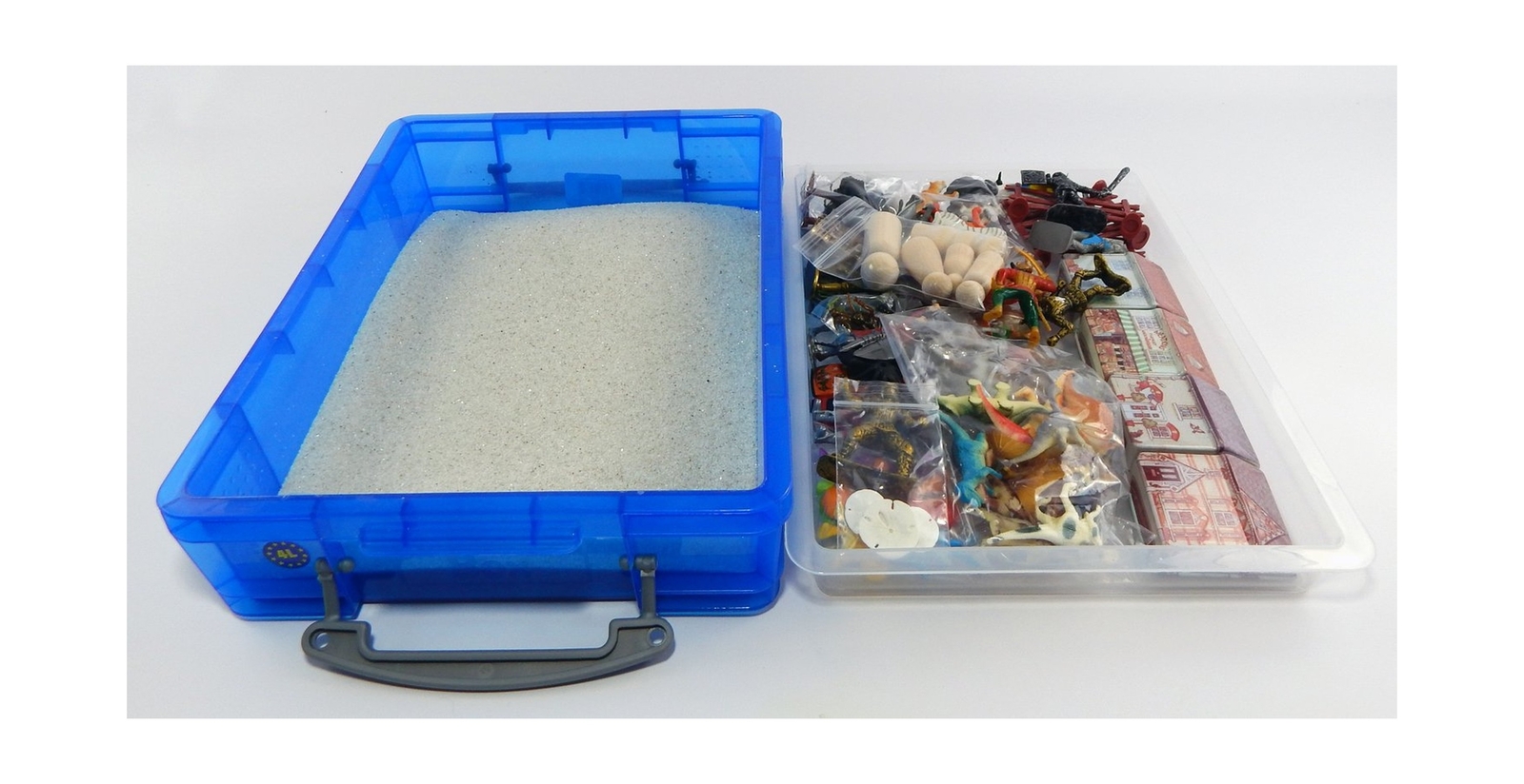 Play Therapy Sand Tray Basic Portable Starter Kit with Tray, Sand, and Miniat…