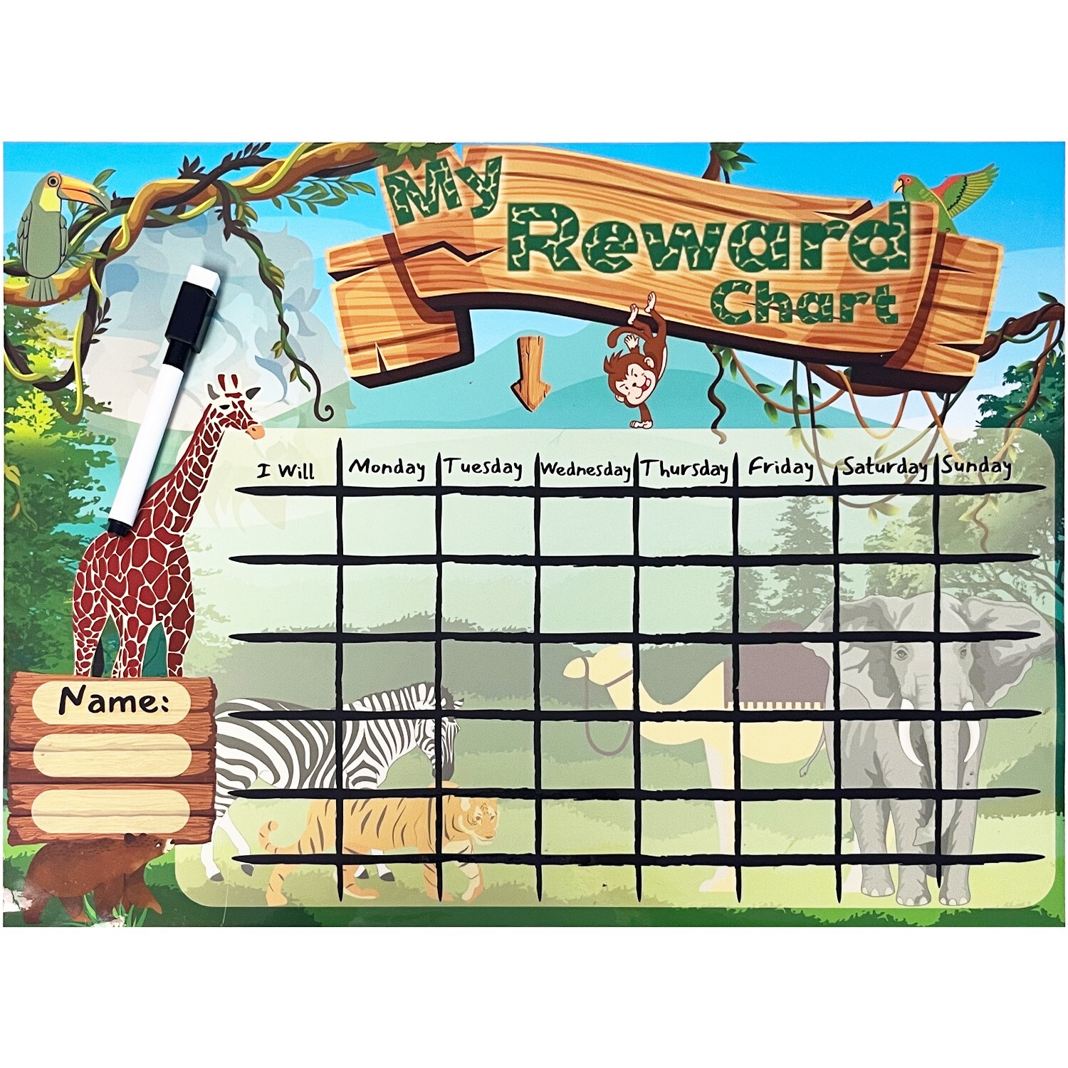 Magnetic Dry Erase Chore Chart for Reward and Responsibility, Home or Classroom