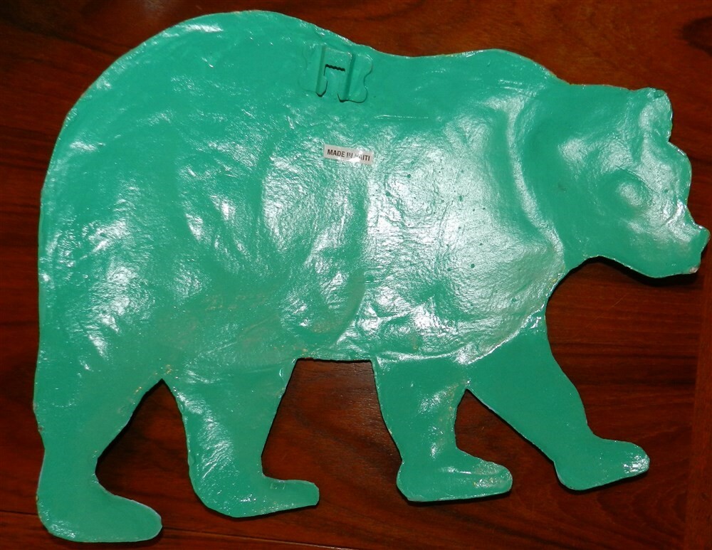Bear Metal Wall Art Colorful Whimsical Greens Blue 10×13″ New