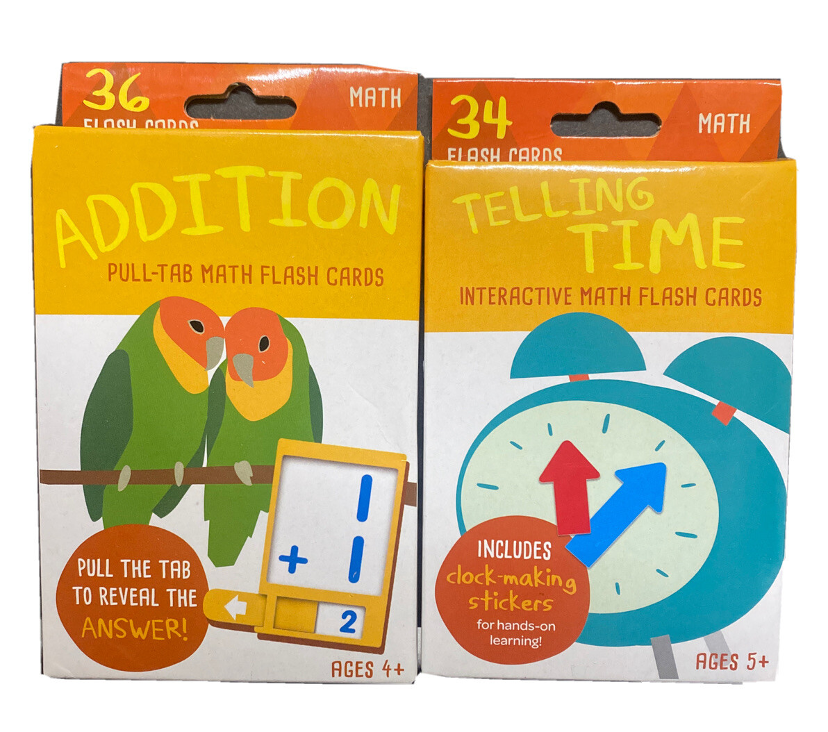 Bendon Educational Flash Cards Ages 4-5 Telling Time And Addition – Lot of 2