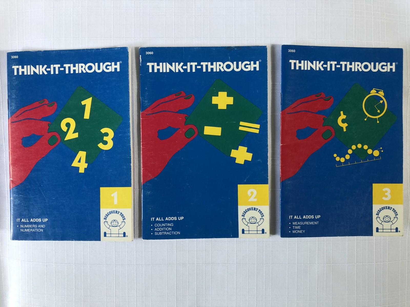 VTG DISCOVERY TOYS Think-It-Through Tiles 1989 – 8 Booklets – Math & Reading