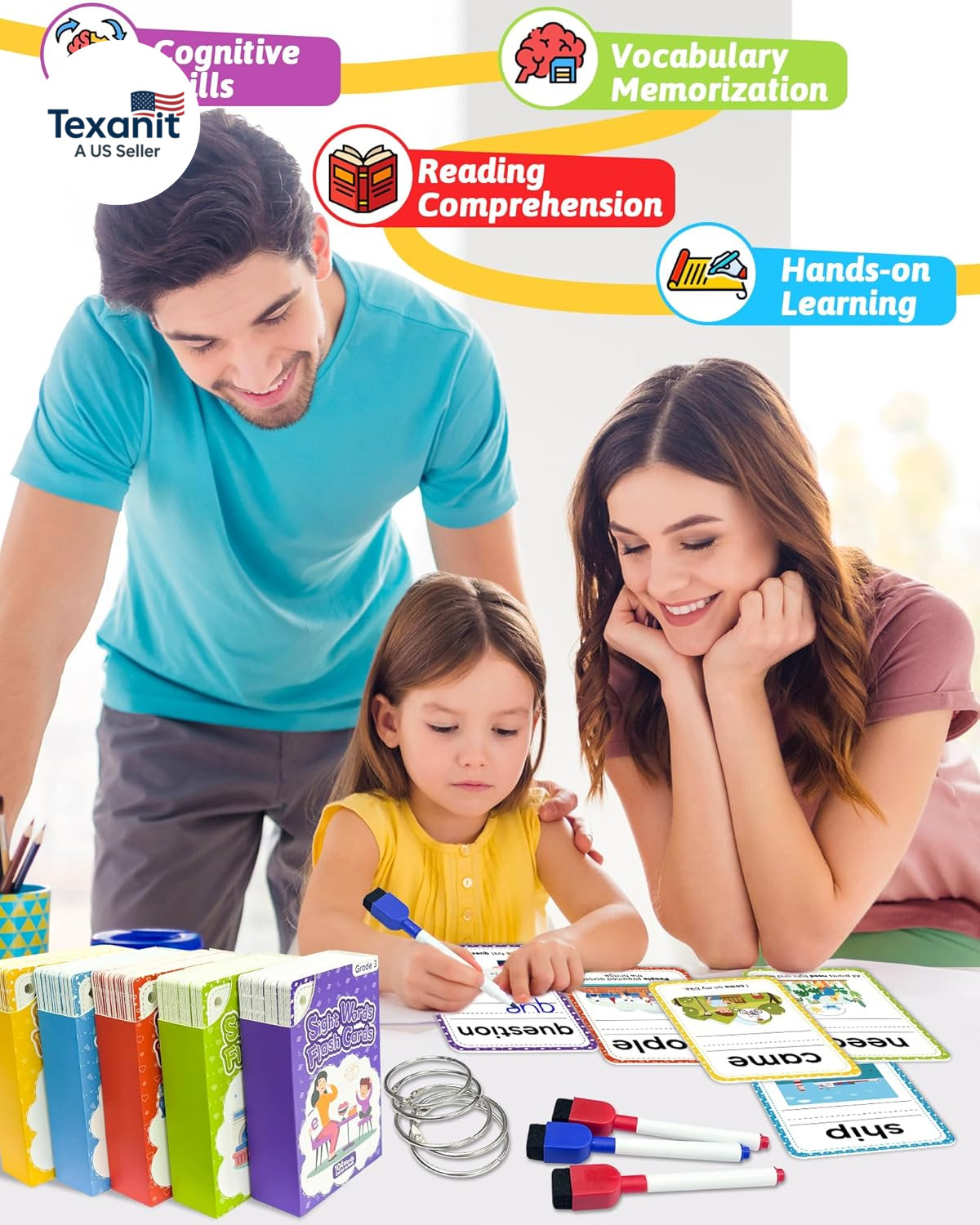 520 Sight Words Flash Cards Kindergarten, Dolch & Fry Sight Word Reading Writing