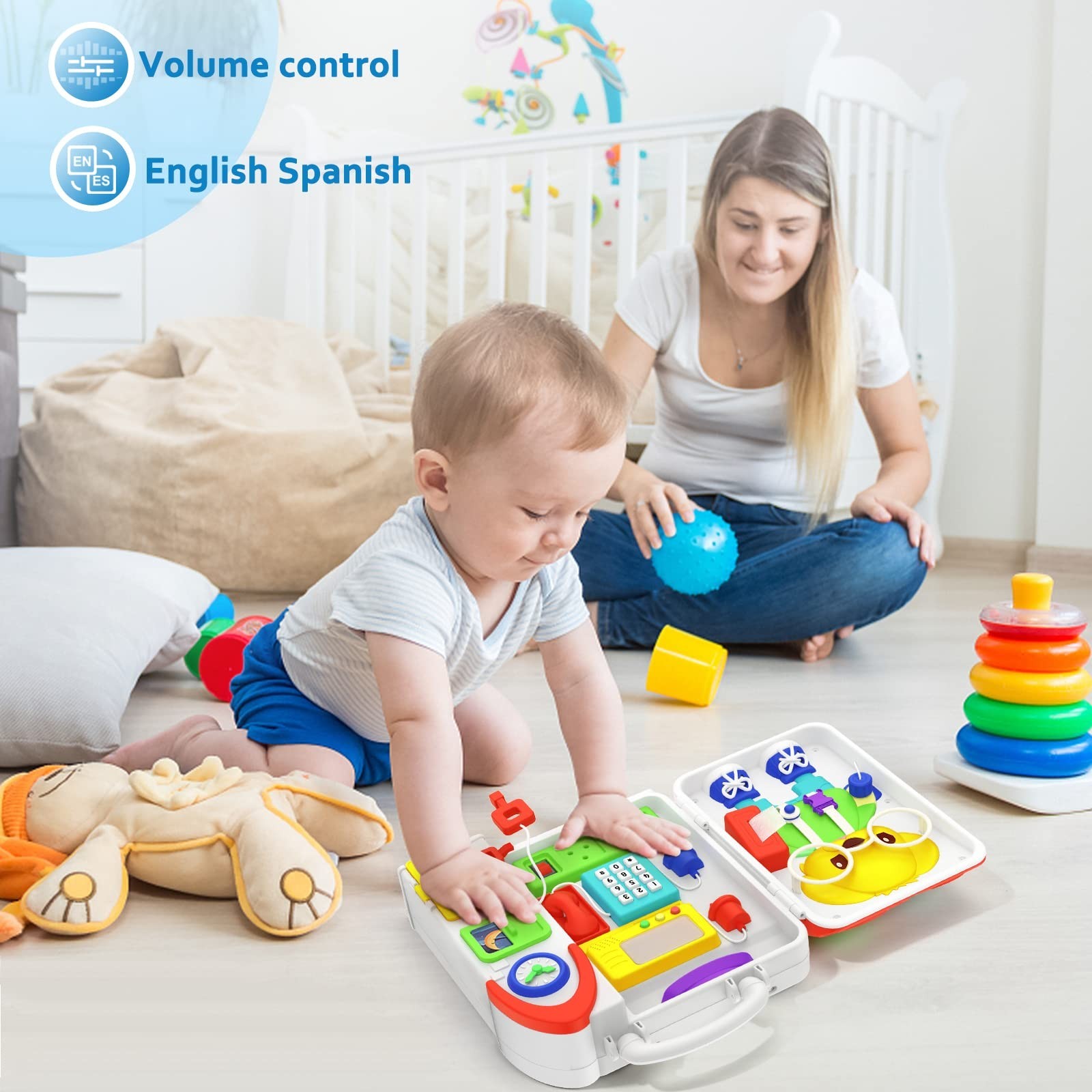 Toddler Toys for 1-2 Year Old Boy, Musical Montessori Busy Board, Early Educa…
