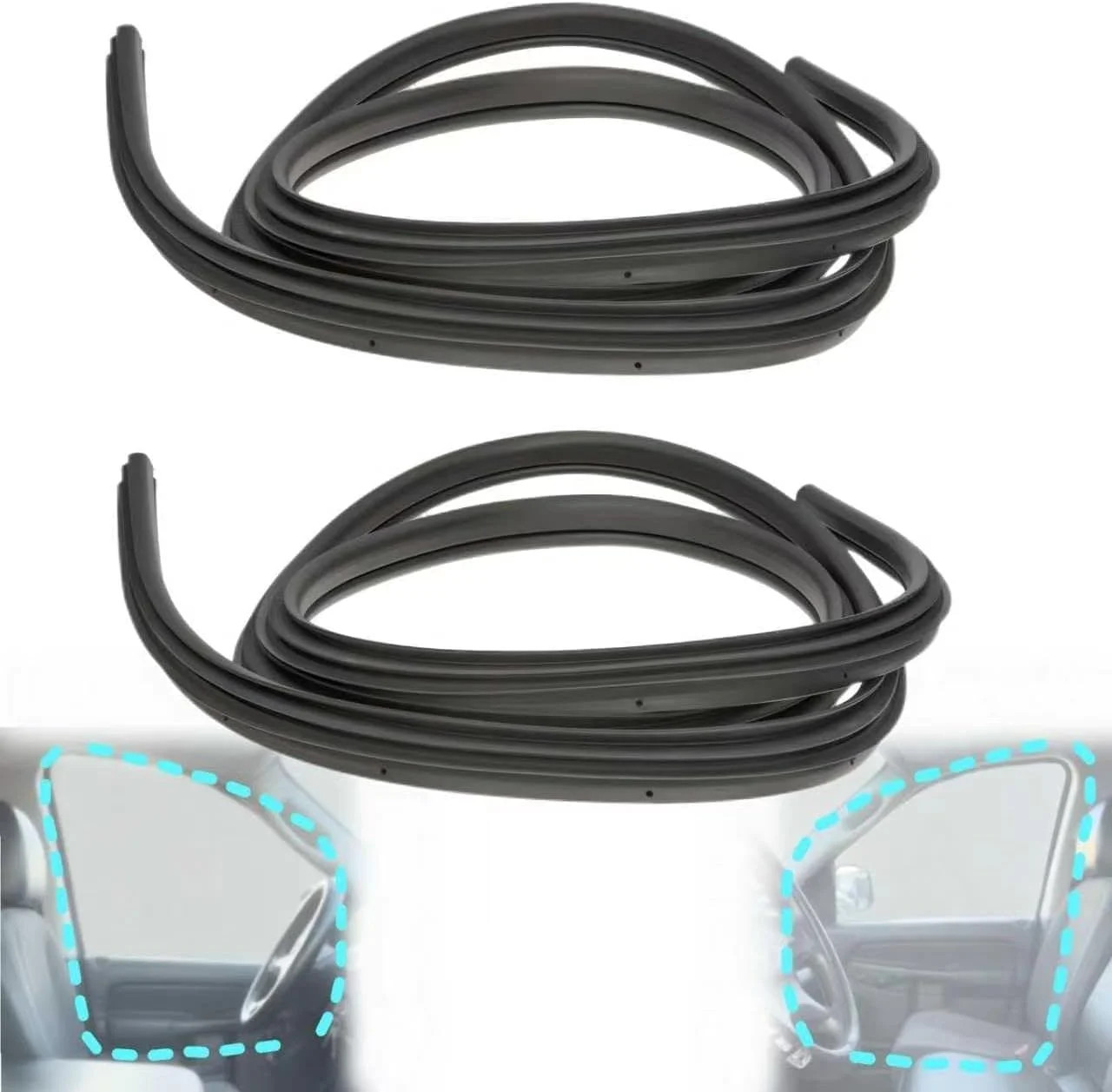 2Pcs Front Left & Right Side Door Opening Weather Strip Replacement for Ram 1500