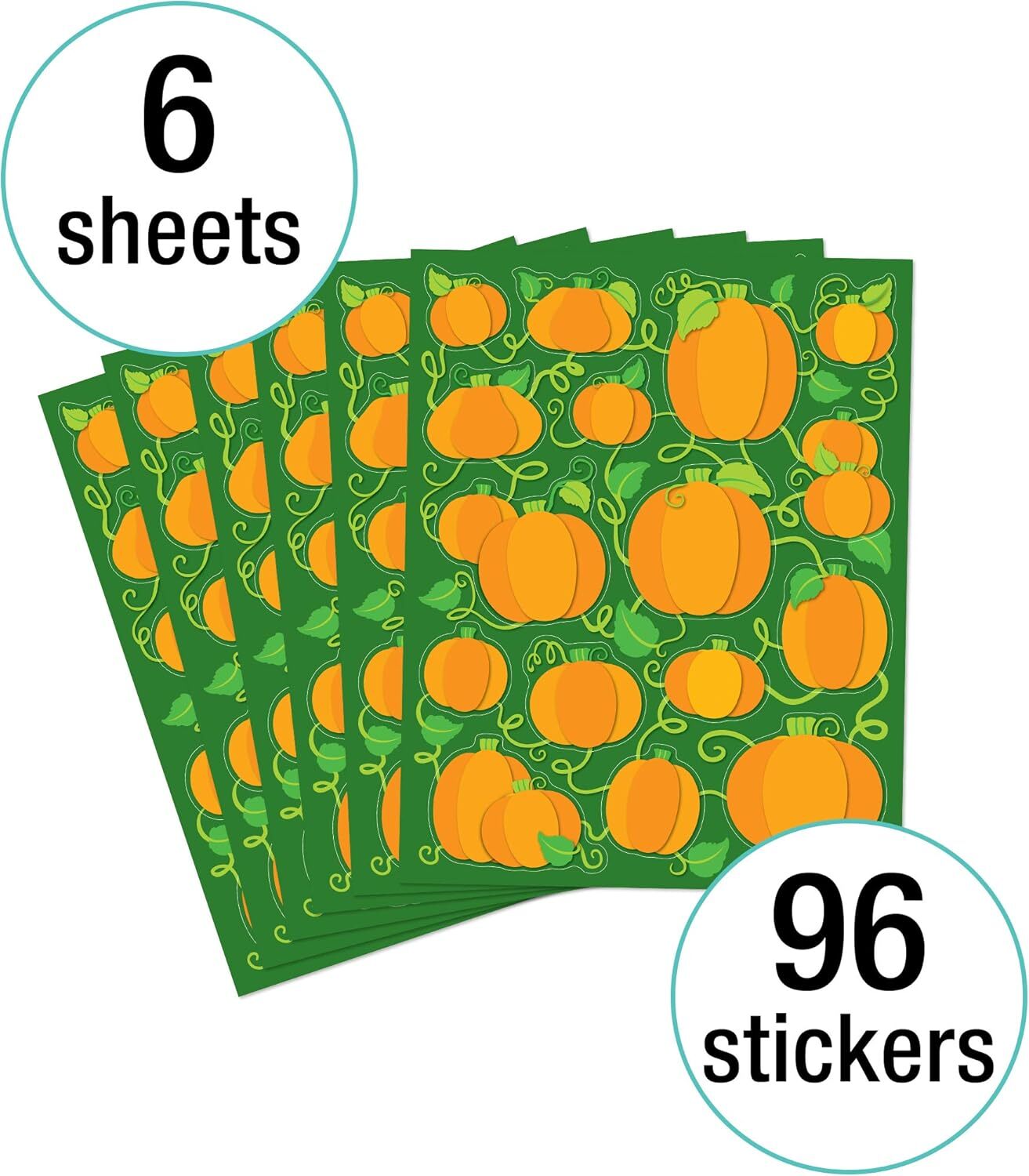 Carson Dellosa 96 Pumpkin Stickers, 6 Sheets of Incentives for Fall Crafts,