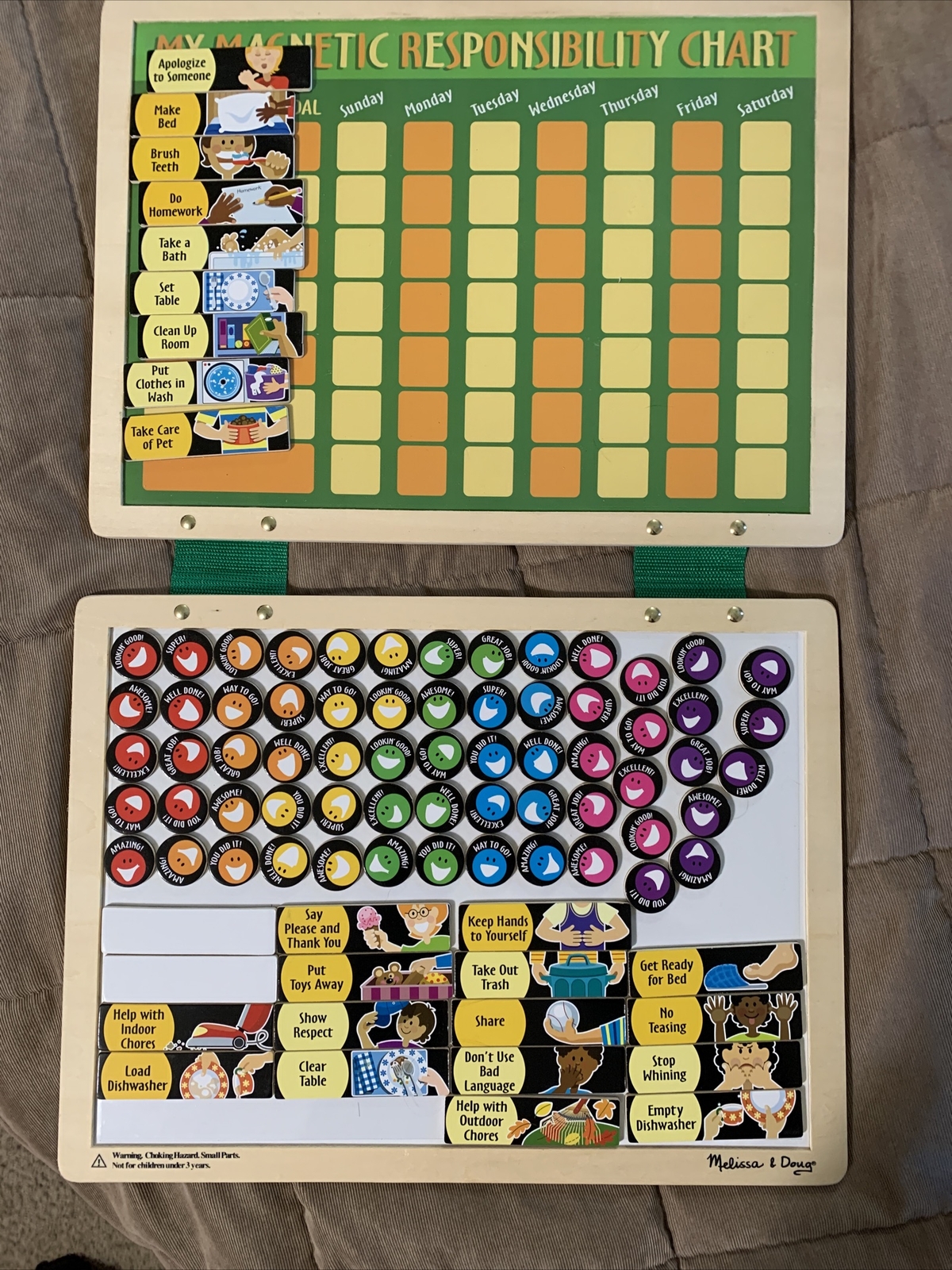 Magnetic Responsibility Chart for children Whiteboard Tasks Praise Magnets VGC