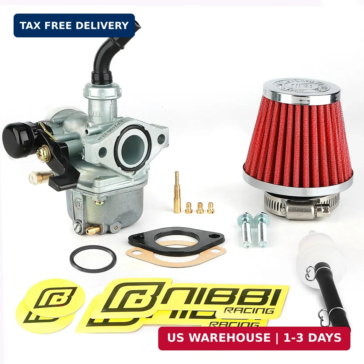 NIBBI PZ19 Carburetor Kit 19mm Carb for 50cc 70cc 90cc 110cc 125cc ATV Dirt Pit