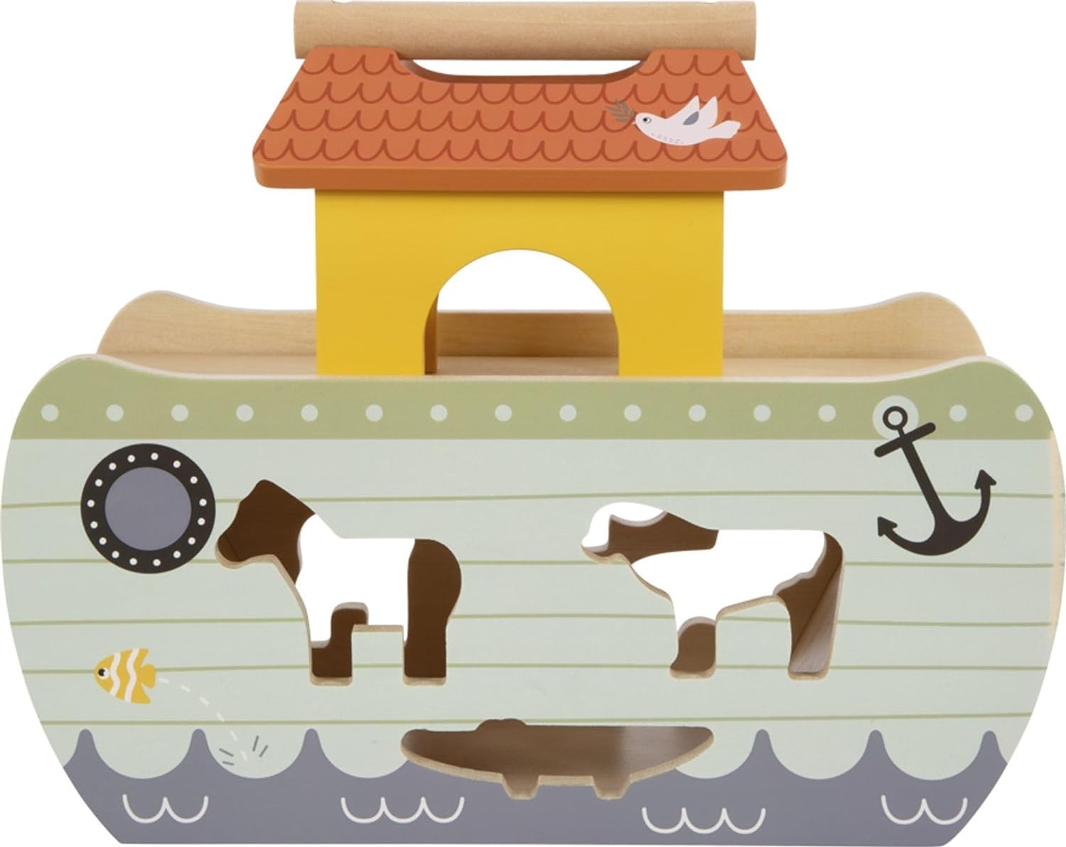 small foot Noah’s Ark Stacking Game Safari, Wooden Motor Activity Toy with 15 An