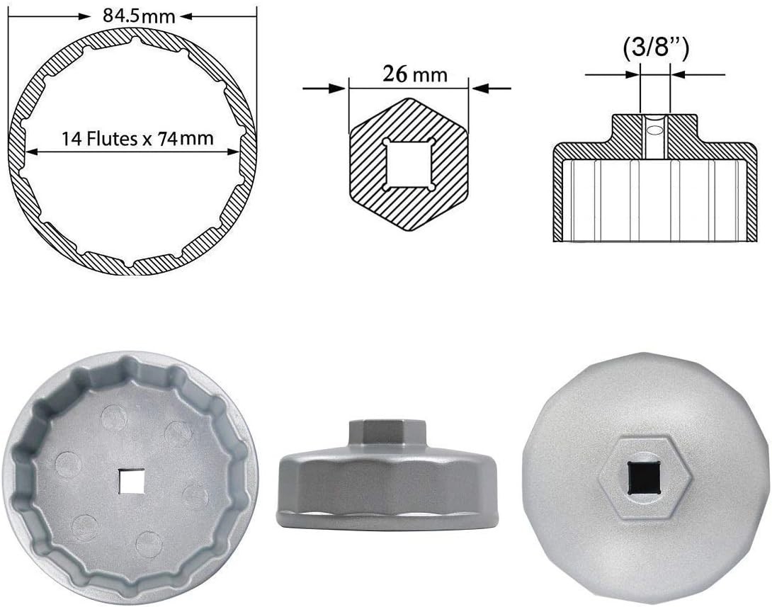 Heavy Duty 74mm 14 Flutes Oil Filter Wrench For Volkswagen, Mercedes Benz, VW,