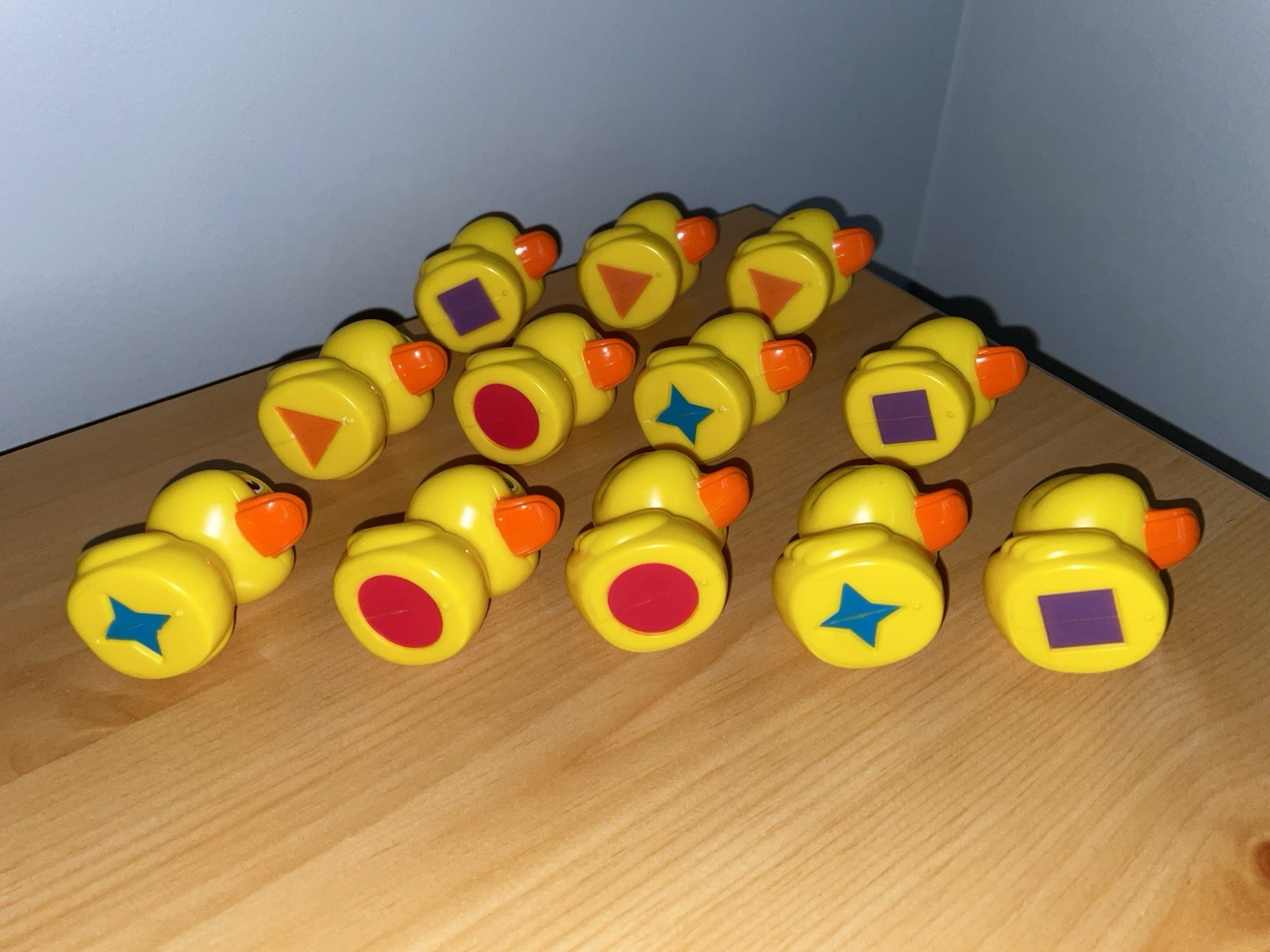 12 Plastic Ducks with Shapes on Bottom for Education Games ~Non-Floating~
