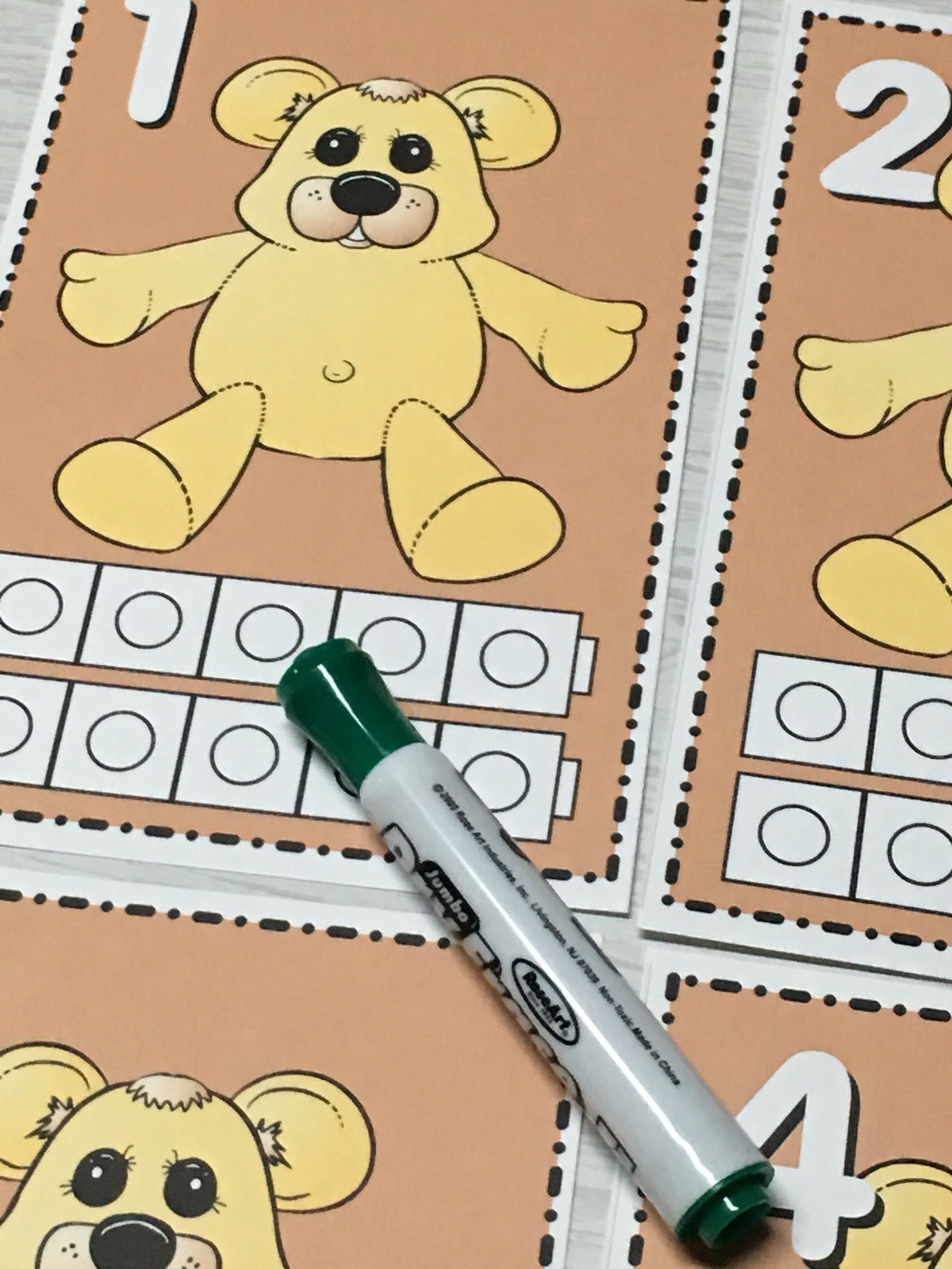 Teddy Bears Laminated Unifix Ten frame Set – teaching supplies