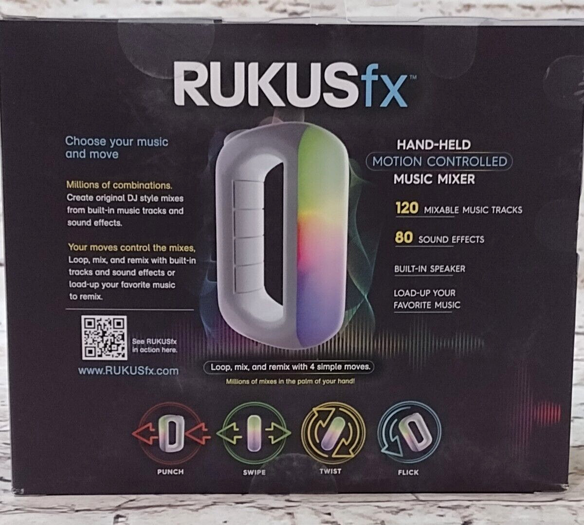 New Rukus FX Handheld Motion Controlled Music Mixer – 120 Tracks & 80 Sounds