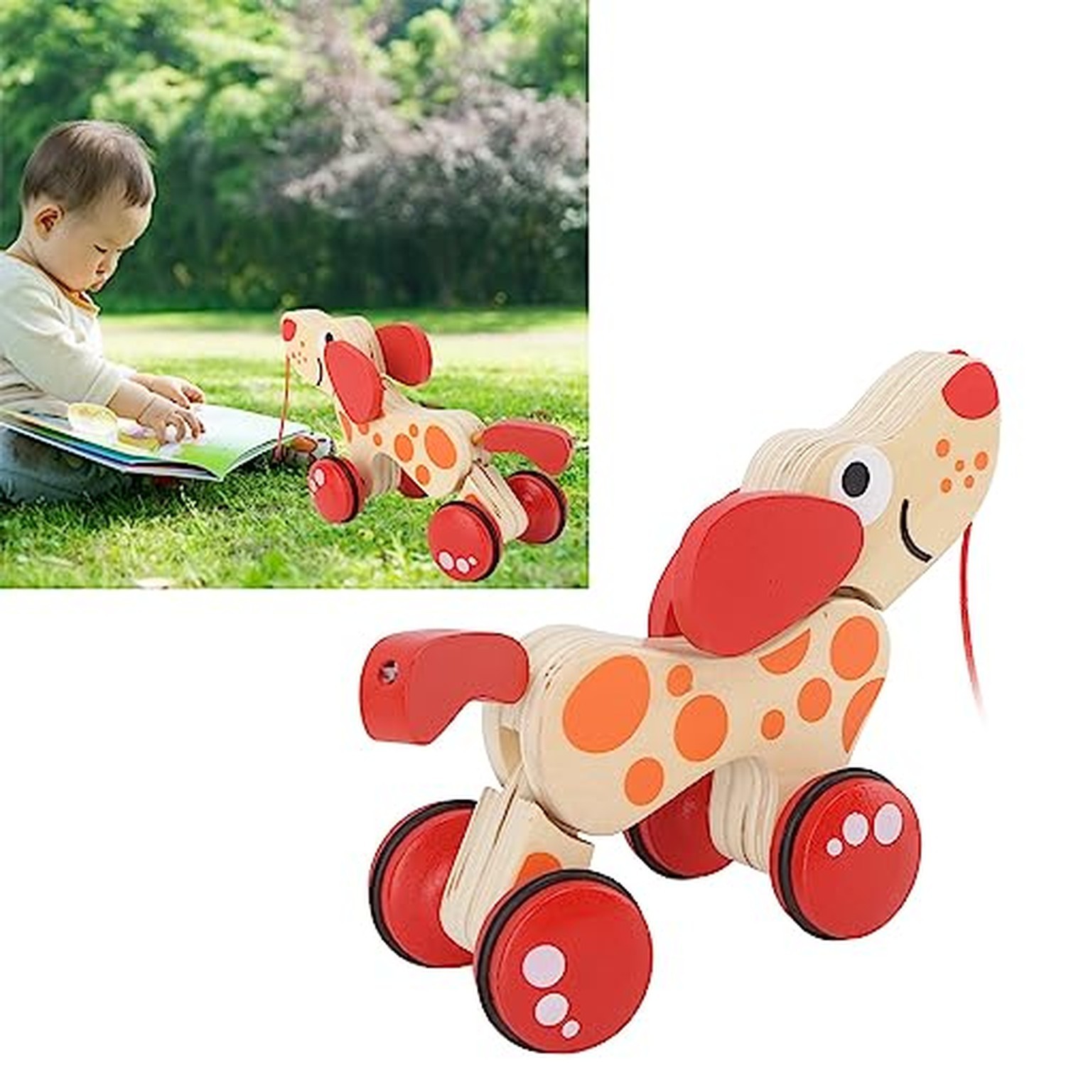 Push Pull Toy Puppy Walk Along Pull Wooden Hound Dog Walk A Long Puppy Wooden…