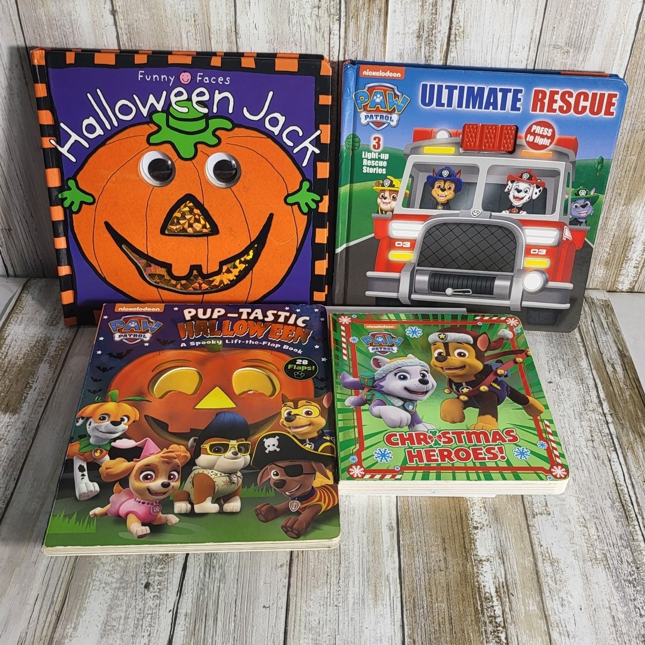 4 Paw Patrol Halloween Christmas Sound Books Lot Funny Faces Jack Bundle
