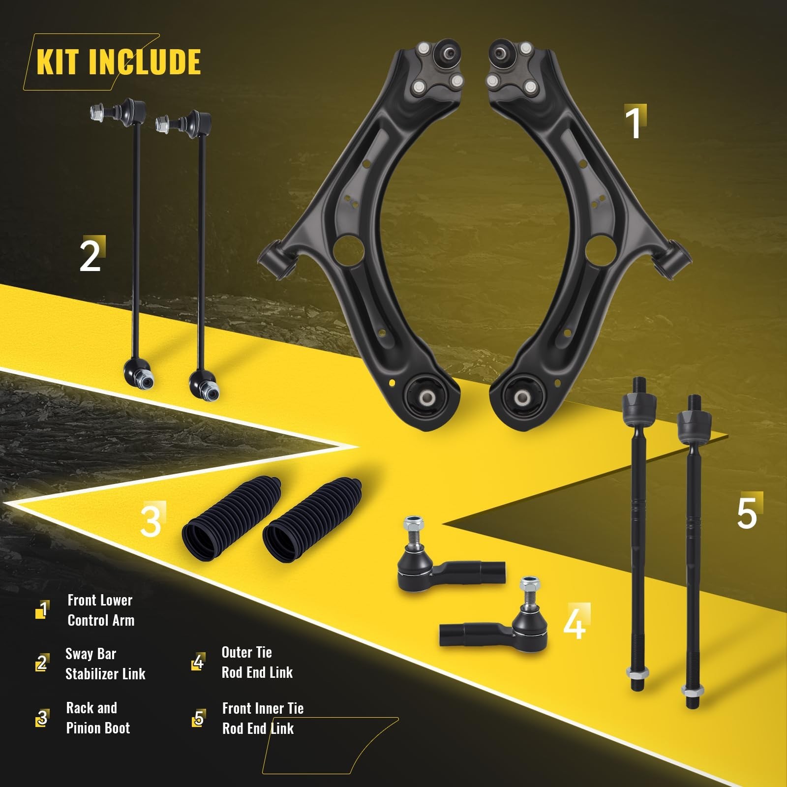 TUCAREST 10Pc Suspension Kit Fit For 2012-2019 Vw Beetle, 2012-22 Passat, 2 F…