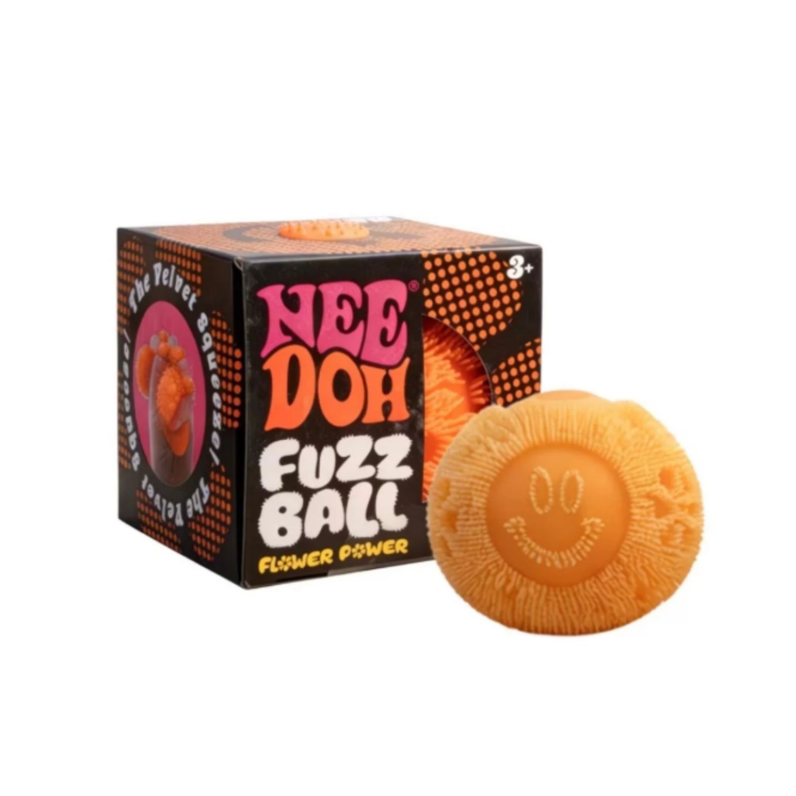 NeeDoh Fuzz Ball Flower Power Orange groovy