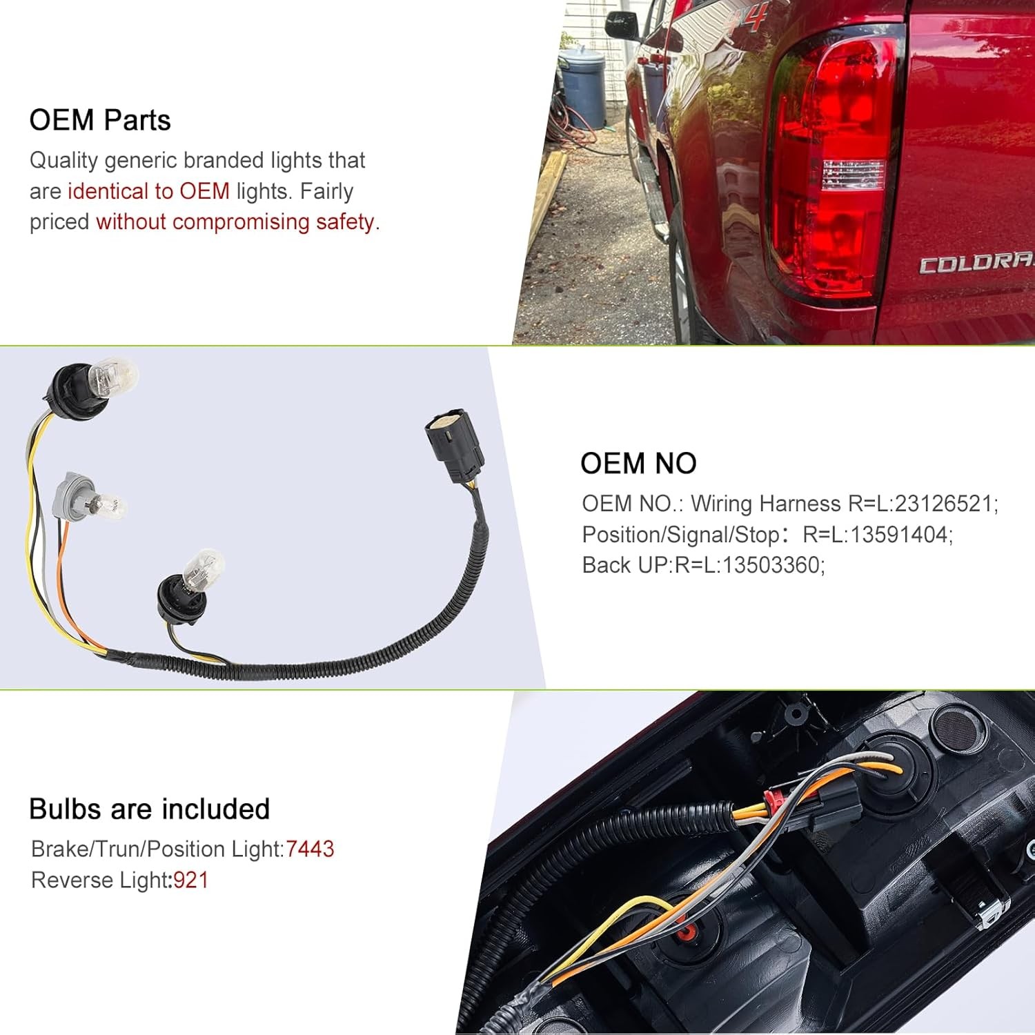 Compatible with 2015-2022 Chevrolet Chevy Colorado Rear Tail Light Assembly with