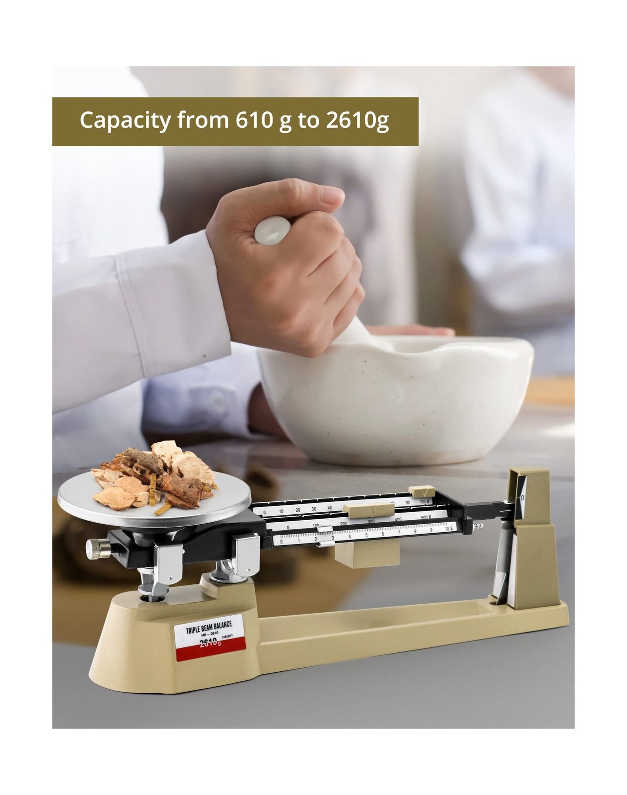 QWORK Triple Beam Mechanical Balance, 2610g/0.1g Lab Analytical Weight Set, T…