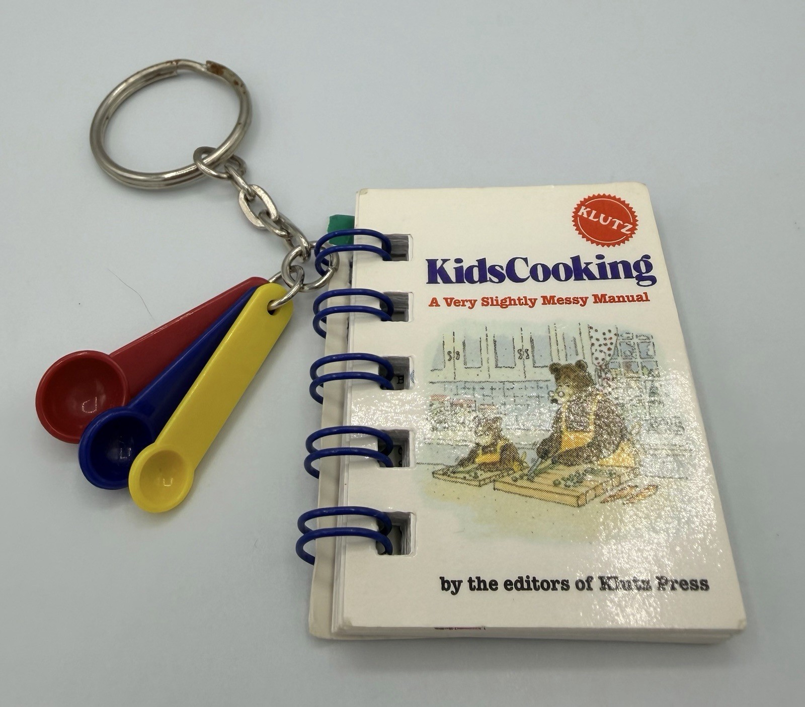Vintage 1998 Basic Fun Klutz “Kids Cooking” Miniature Book Keychain with Spoons