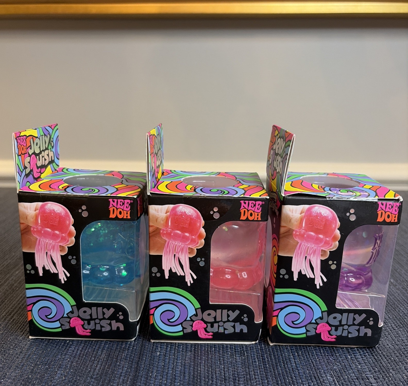 NEW Full Set Lot of 3 Schylling NeeDoh Jelly Squish: Purple Pink Blue ✅Fast Ship