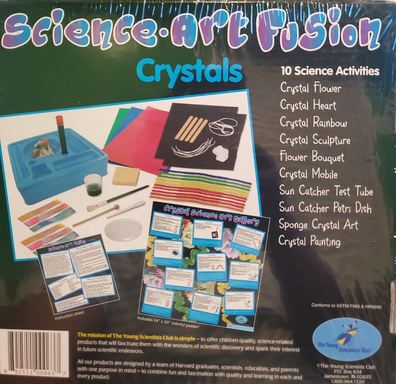 Young Scientists Club Science- Art Fusion Crystals Kit New