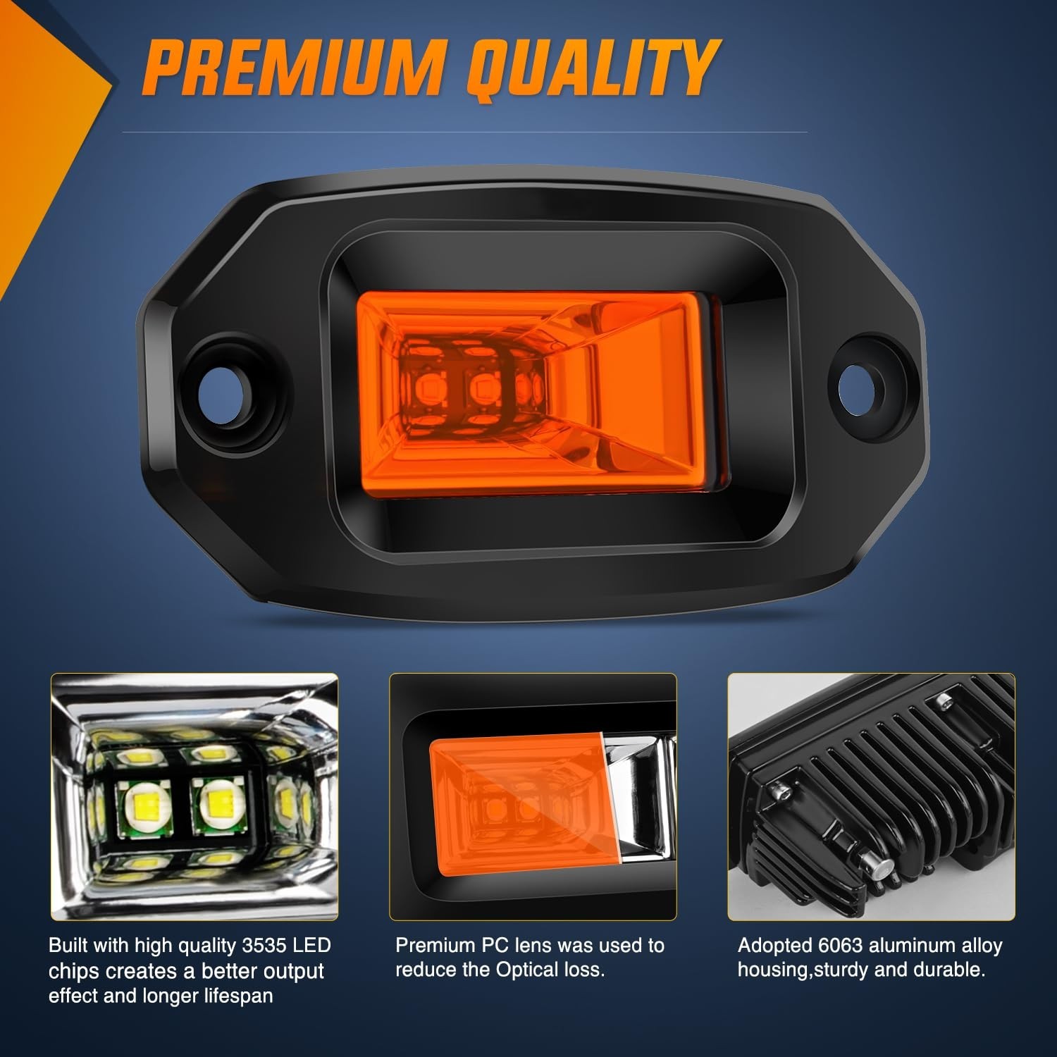 Nilight 2 PCS 20W Flush Mount Amber LED Pods Flood Beam Work Offroad Driving …