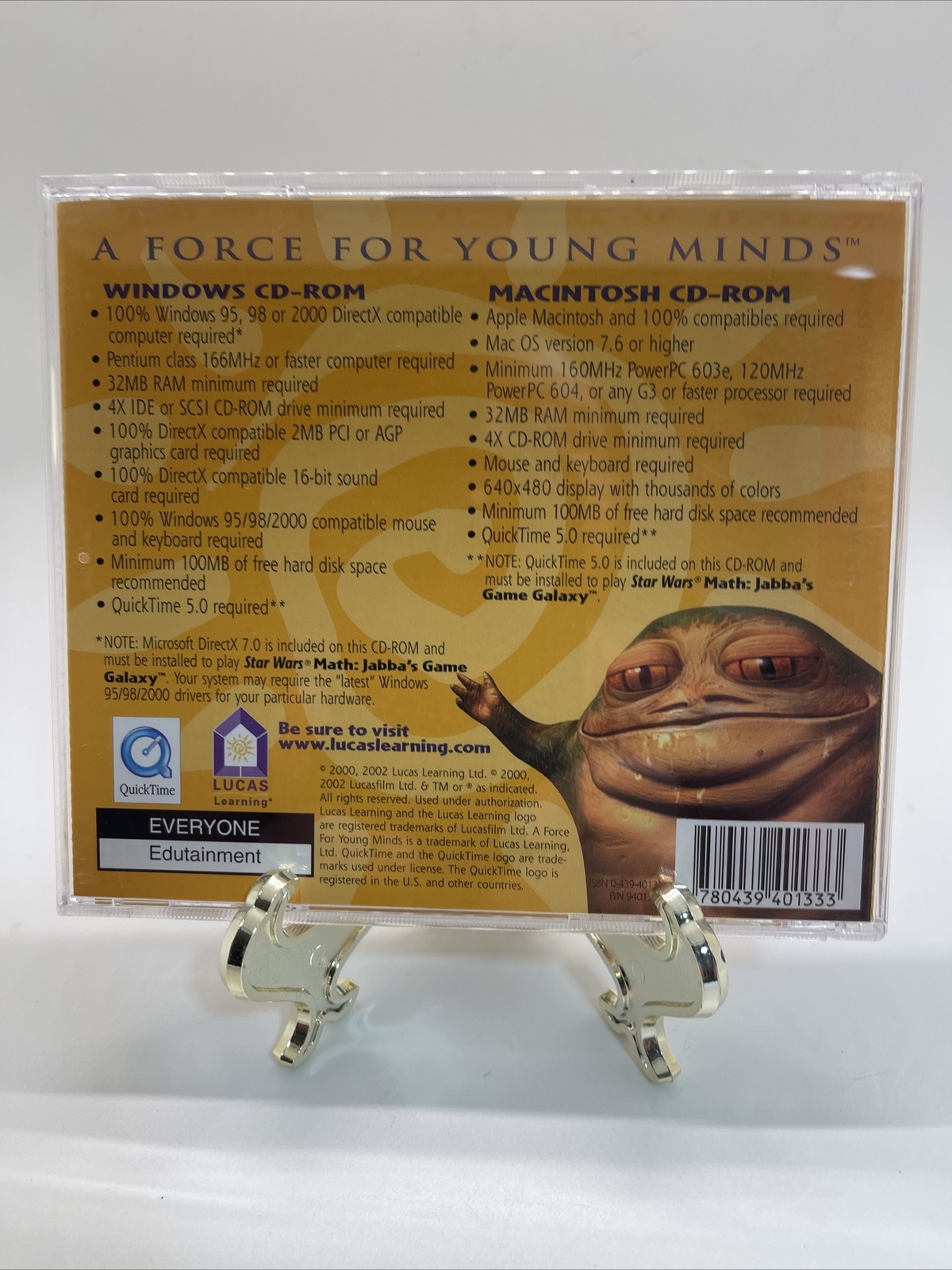 Star Wars Math Jabbas Game Galaxy PC CD ROM Computer Game Windows 98 XP Vintage