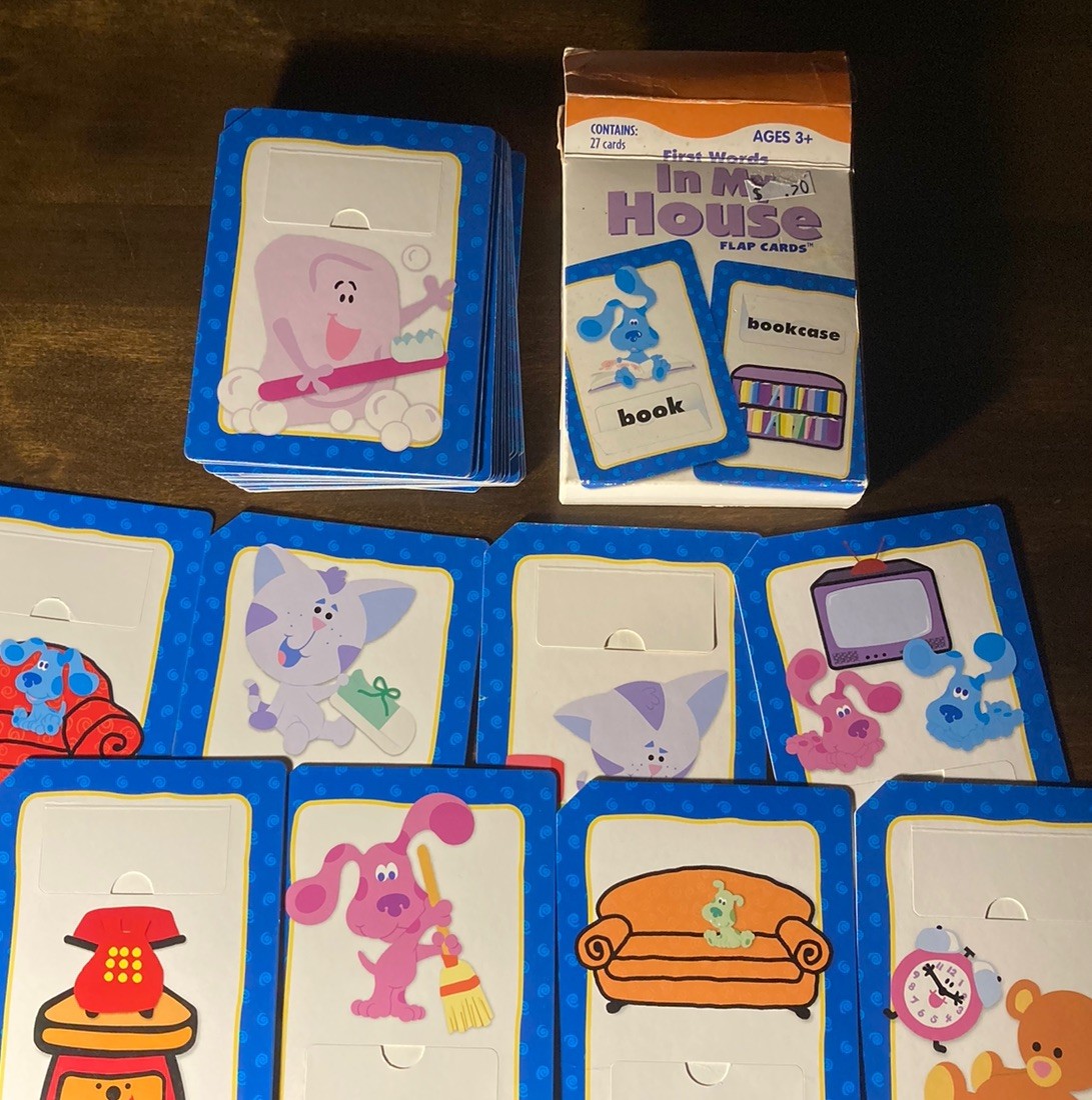VTG 00’s Blue’s Clues Flash Cards Flap First Words In My House Complete Nick JR