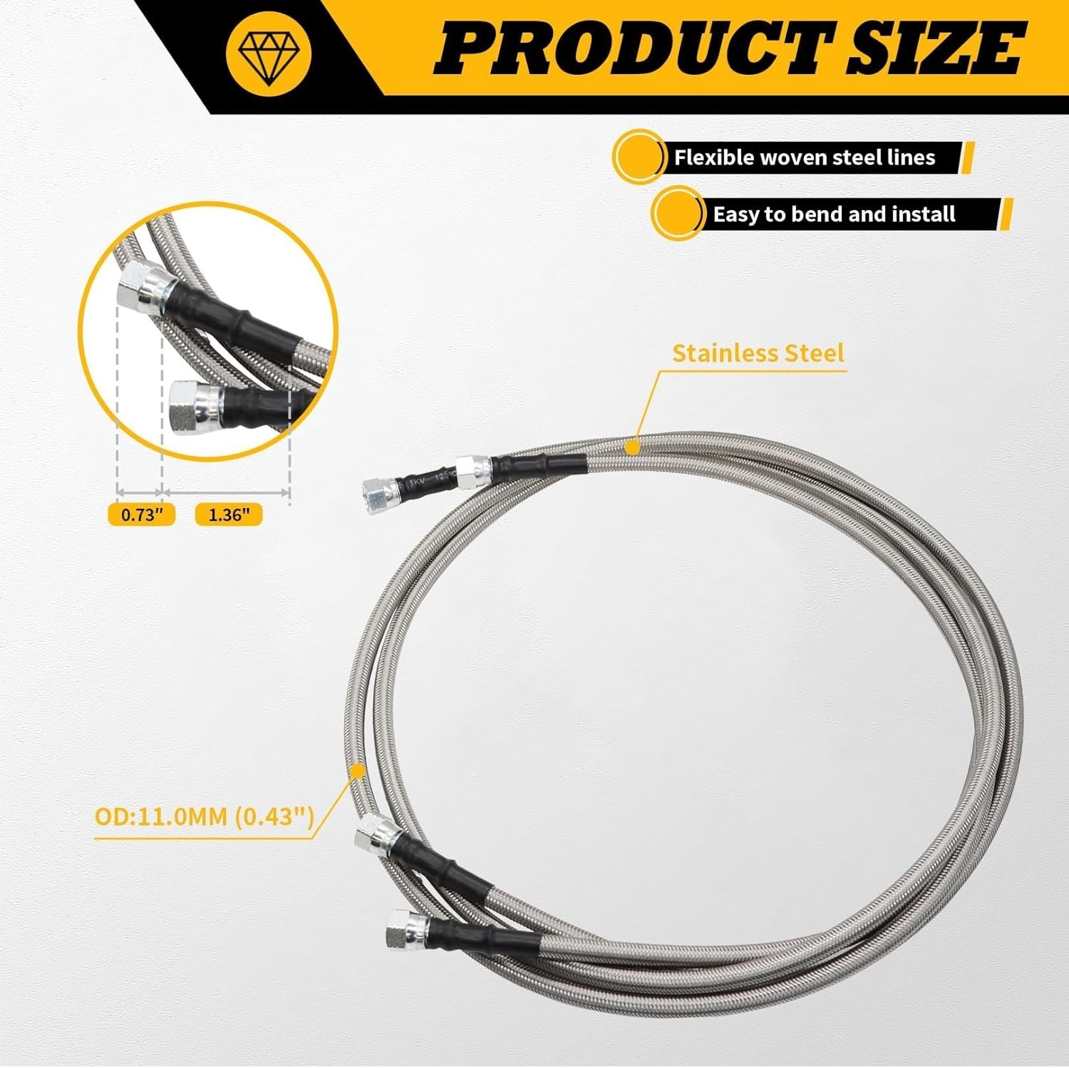 6AN 70″ Transmission Oil Cooler Hose Line kit Compatible with 4L60E 4L80E TH350