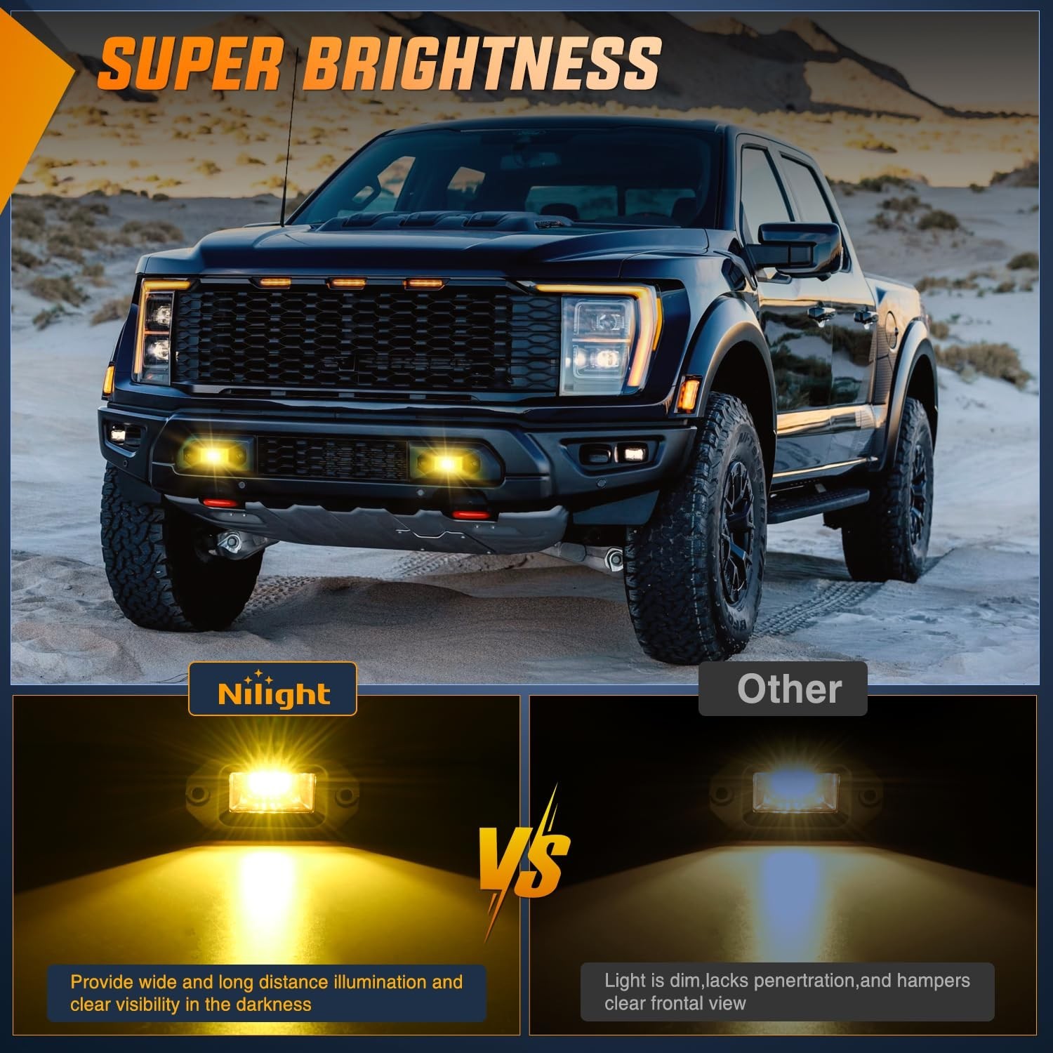 Nilight 2 PCS 20W Flush Mount Amber LED Pods Flood Beam Work Offroad Driving …