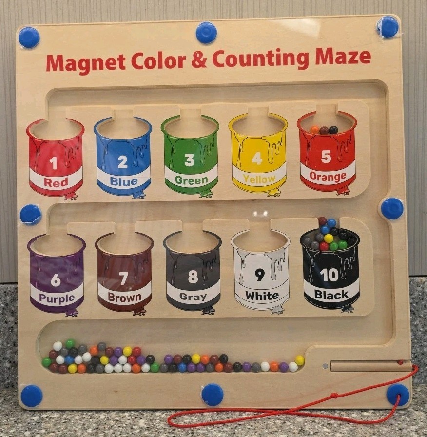 Magnet Color & Counting Maze Game Paint Buckets 11.75×11.75″ Toddler Development