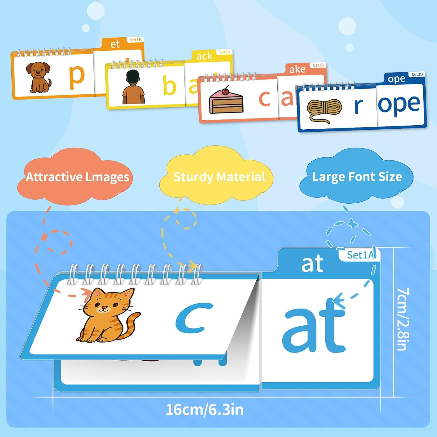 Phonics Flash Cards & Word Family Build Book Fun Kids Flip Books | 40 Phonics Fl