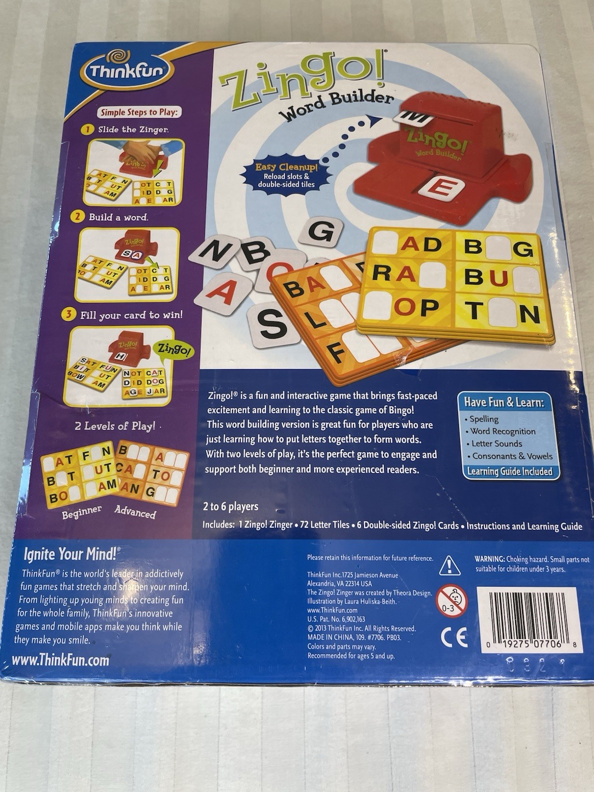 THINKFUN ZINGO! WORD BUILDER GRADES K-2 LEARNING GAME TO SPELL READ **SEALED**