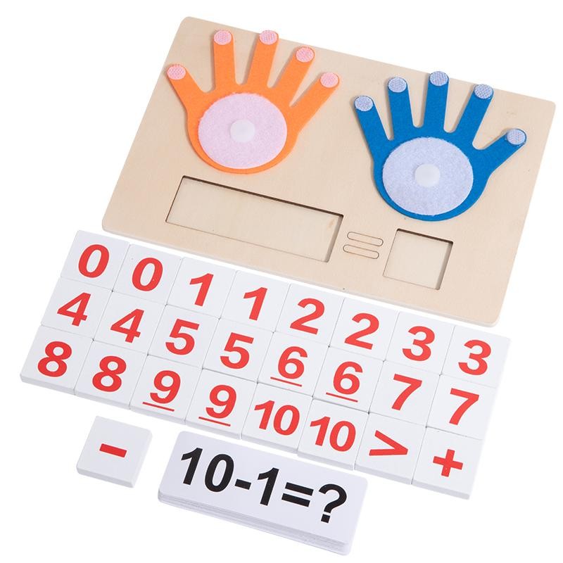 Wooden Math Finger Counting Learning Toys Montessori Educational Aids Toddlers