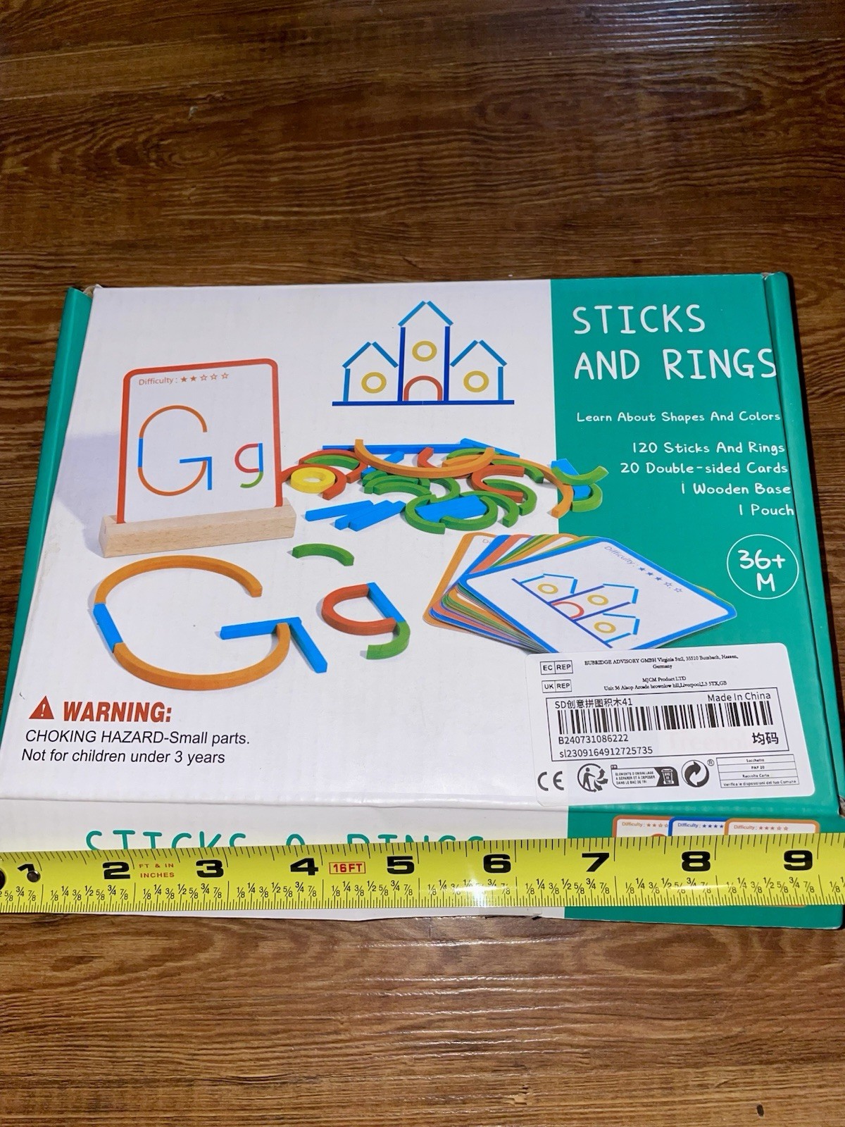NEW Montessori Sticks & Rings Educational Toy 142 PCS Preschool Learning Set