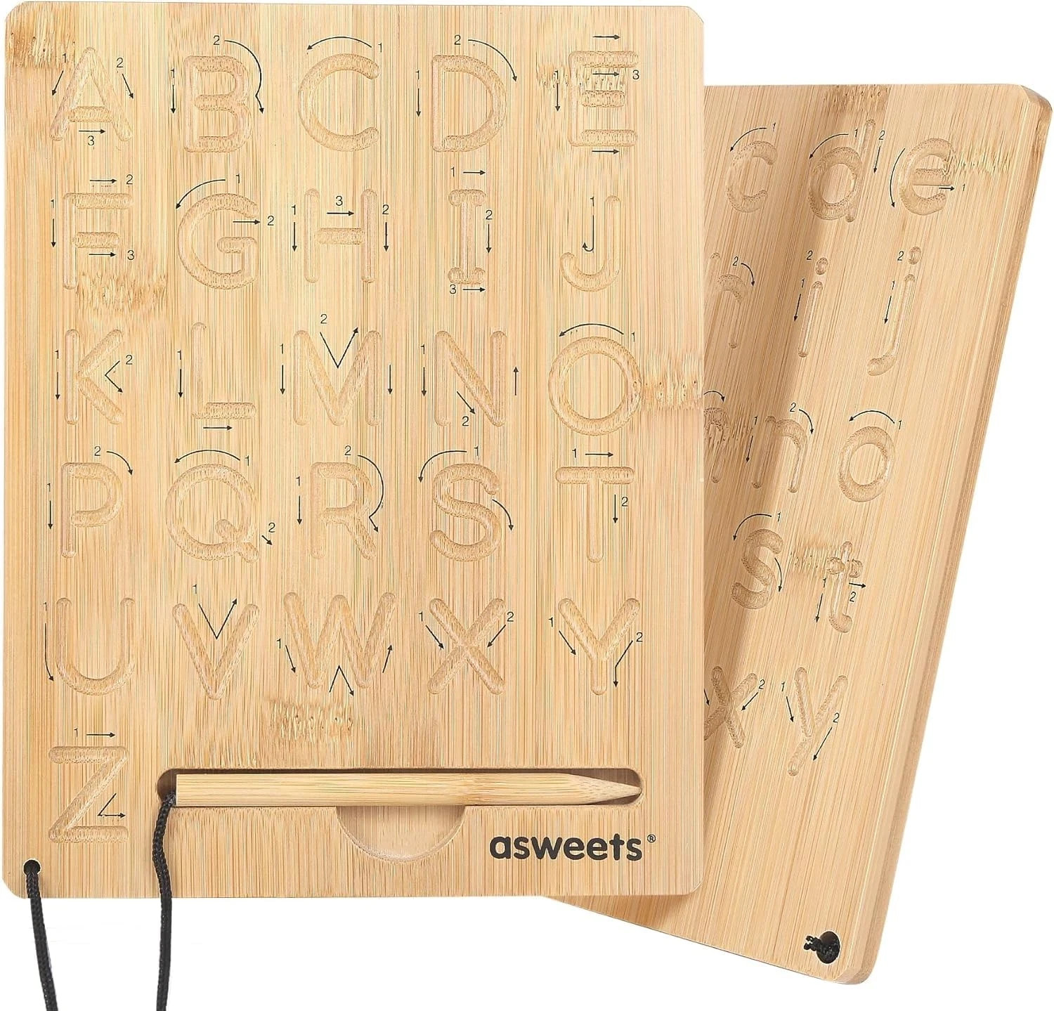 Asweets Montessori Wooden Alphabet Tracing Board, Wood Letter Practicing Boar…