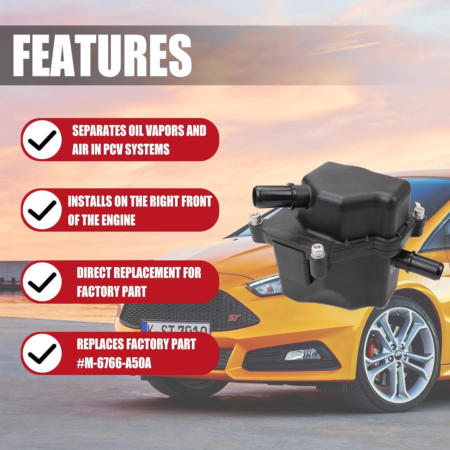 RH Engine Oil Air Separator Compatible with 2018-2021 Ford Mustang GT Oil Air
