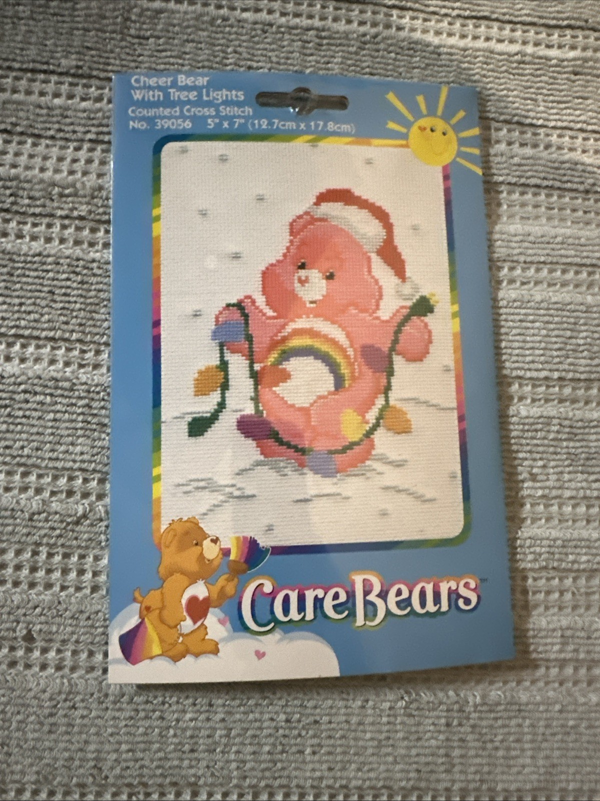 Care Bears Cheer Bear Christmas Lights Craft Cross Stitch 5″ x 7″ 2004 NIP 39056