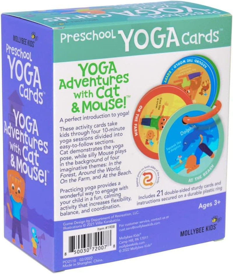 Preschool Yoga Cards for Kids, Set of 40 Poses and Activities, Beginner Yoga for