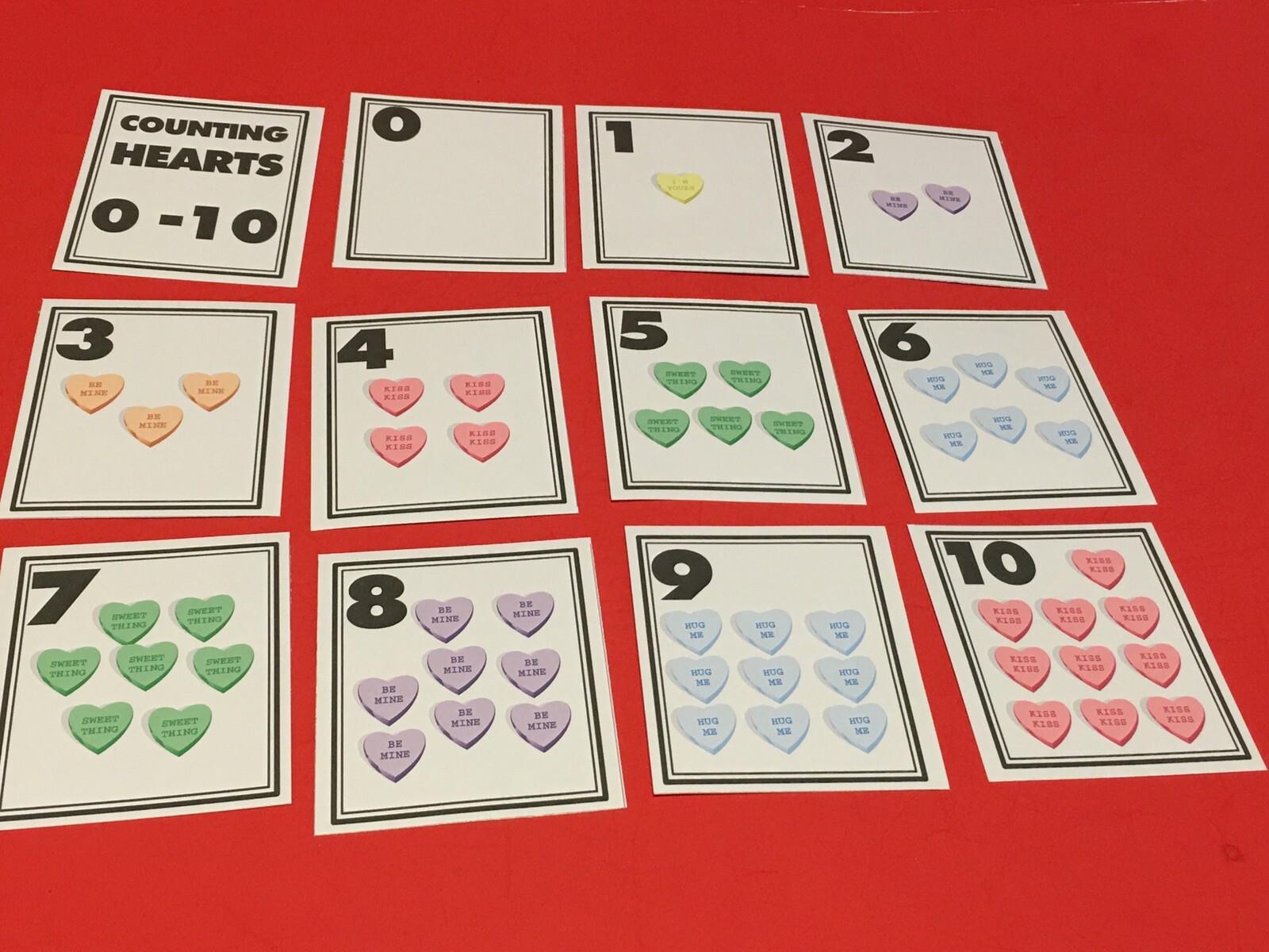 Set of 10 Counting Valentine Hearts 0-10 (Student Deck) – Pre school