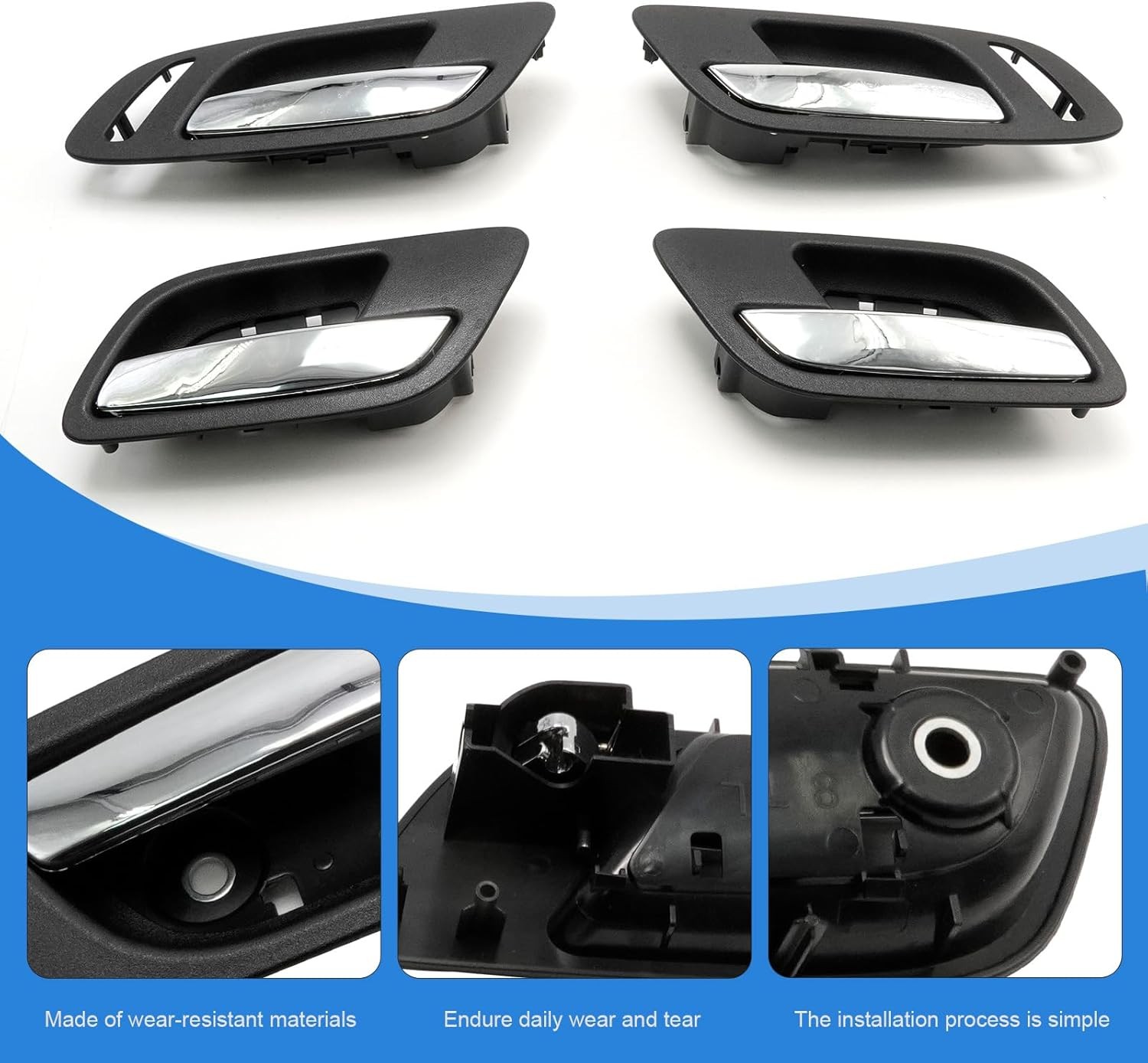 4 Pcs Front Rear Inside Interior Inner Door Handle, Replacement for Chevrolet: