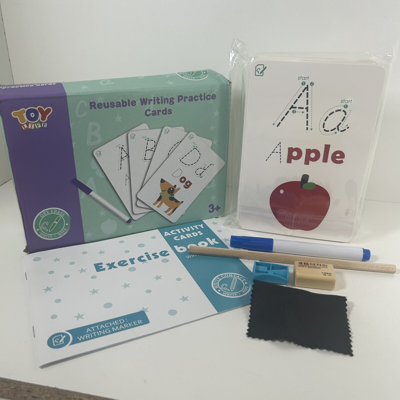 New-Open Box Toy Life Reusable Writing Practice Alphabet Cards Exercise Book