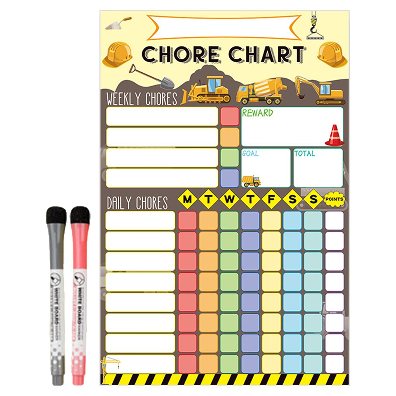 Magnetic Chore Chart Weekly Visual Schedule for Kids Dry Erase Behavior Charts