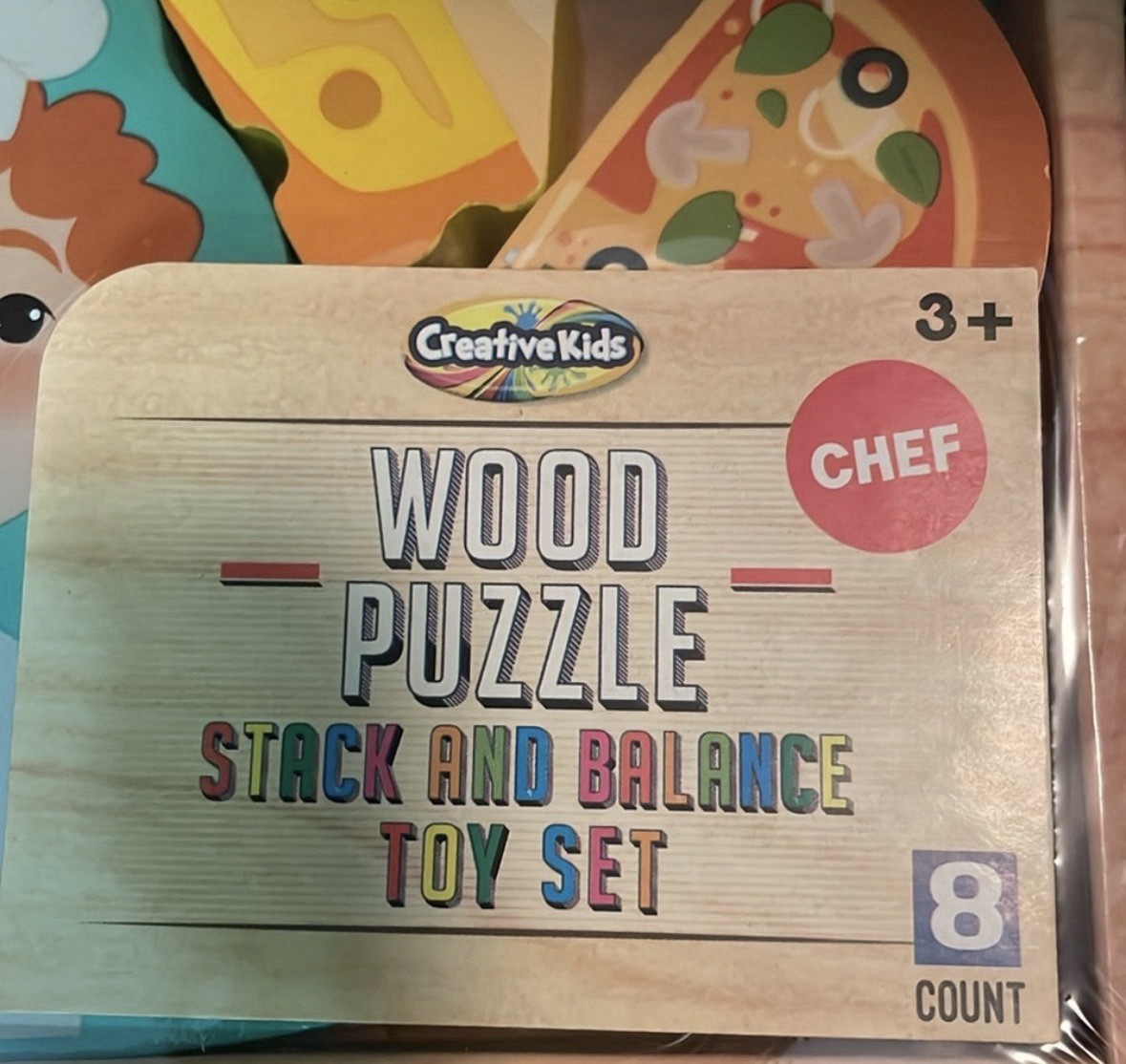 Creative Kids Wood Puzzle Stack and Balance Toy Set Chef Theme 8 Count Ages 3+